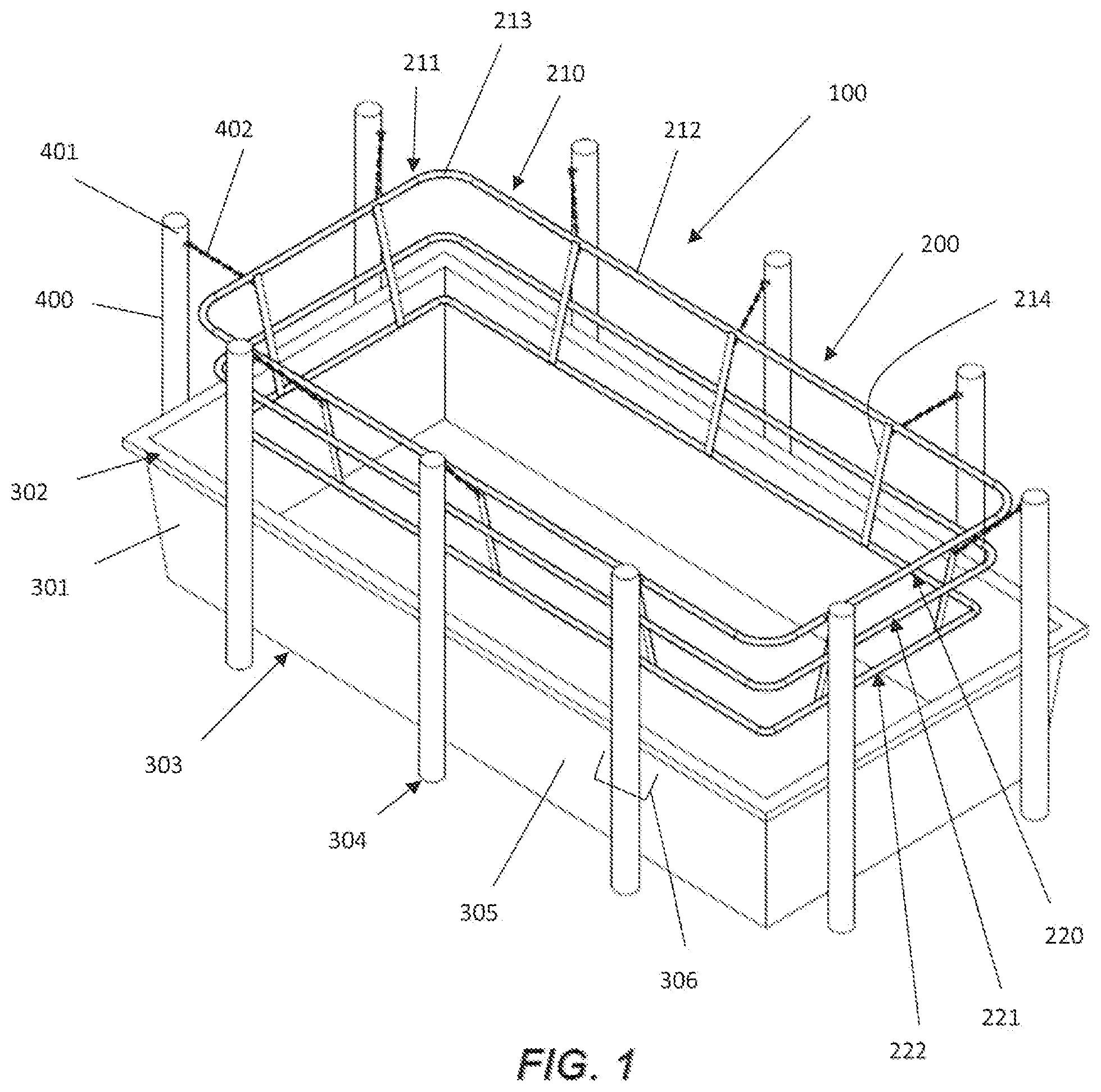 Patent US12588657 Figure 1 – Stock tank guard