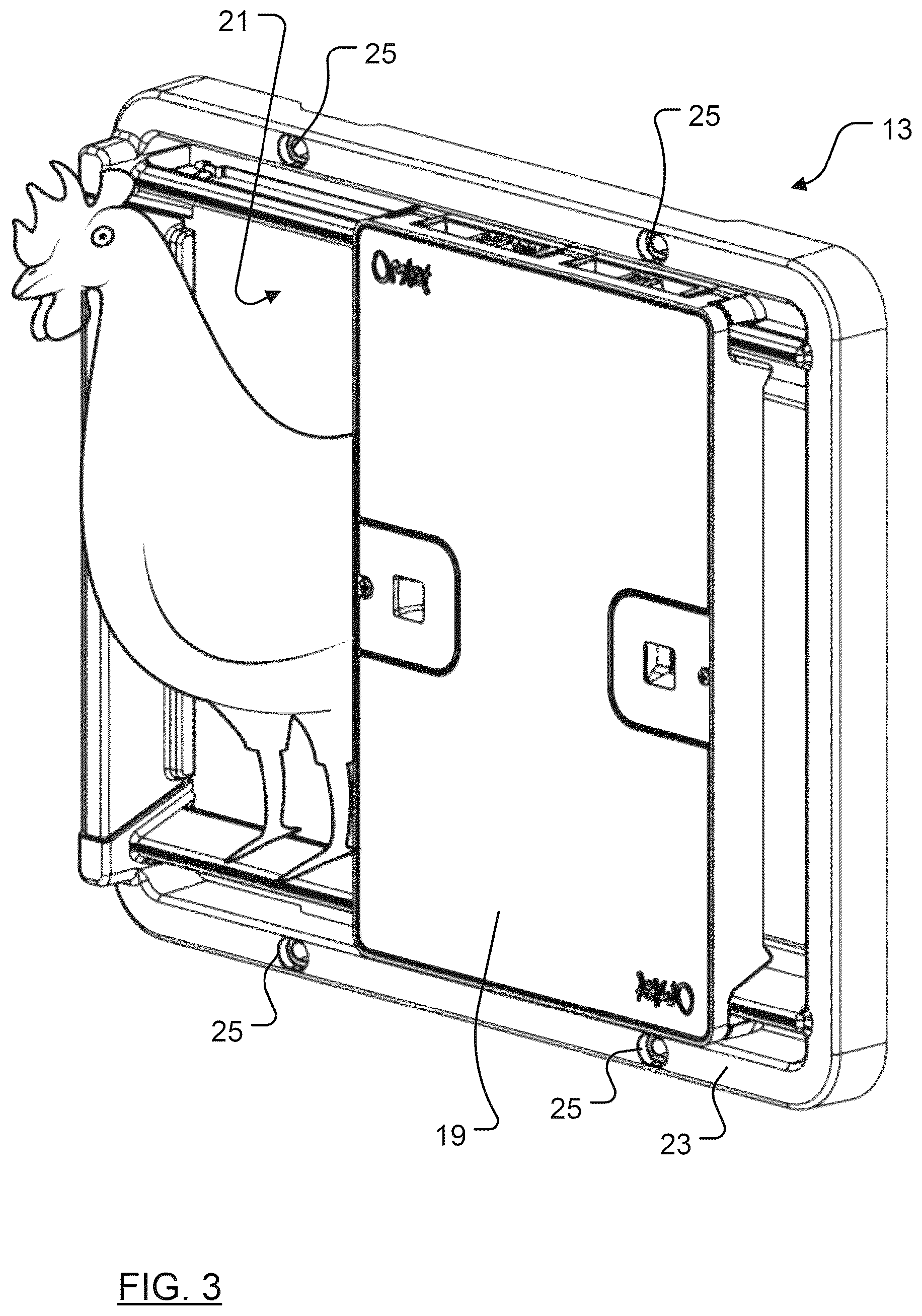 Patent US12588660 Figure 2 – Door assembly for an animal enclosure