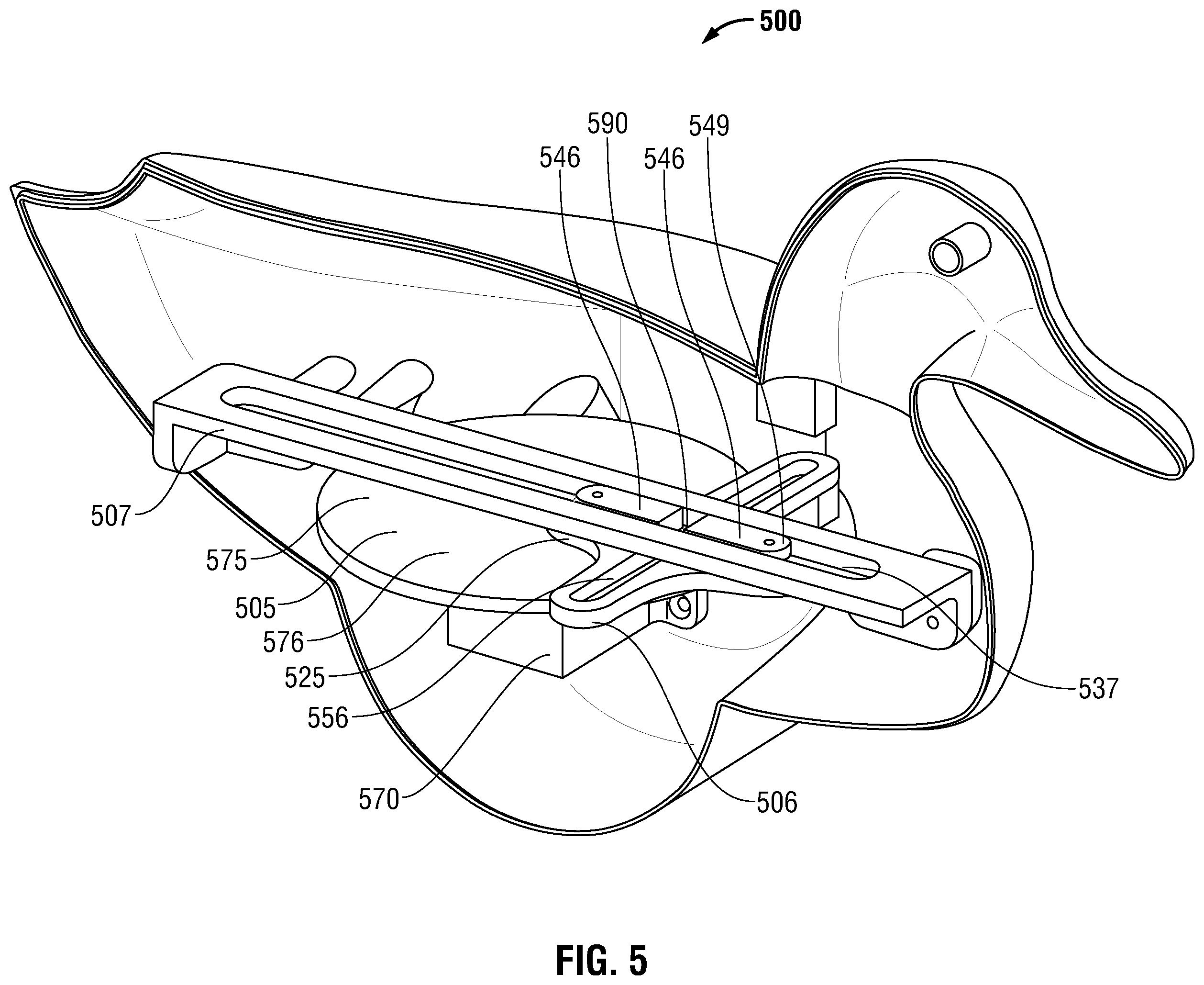 Patent US12588673 Figure 5 – Feeding motion duck decoy