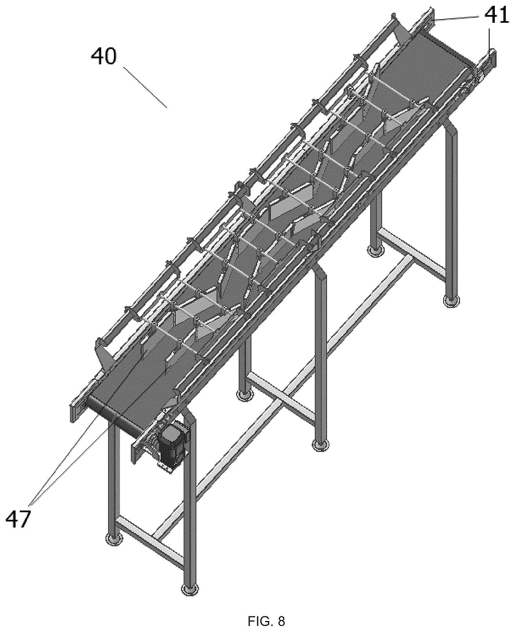 Patent US12588682 Figure 8 – Positioning equipment and method for poultry and similar animals