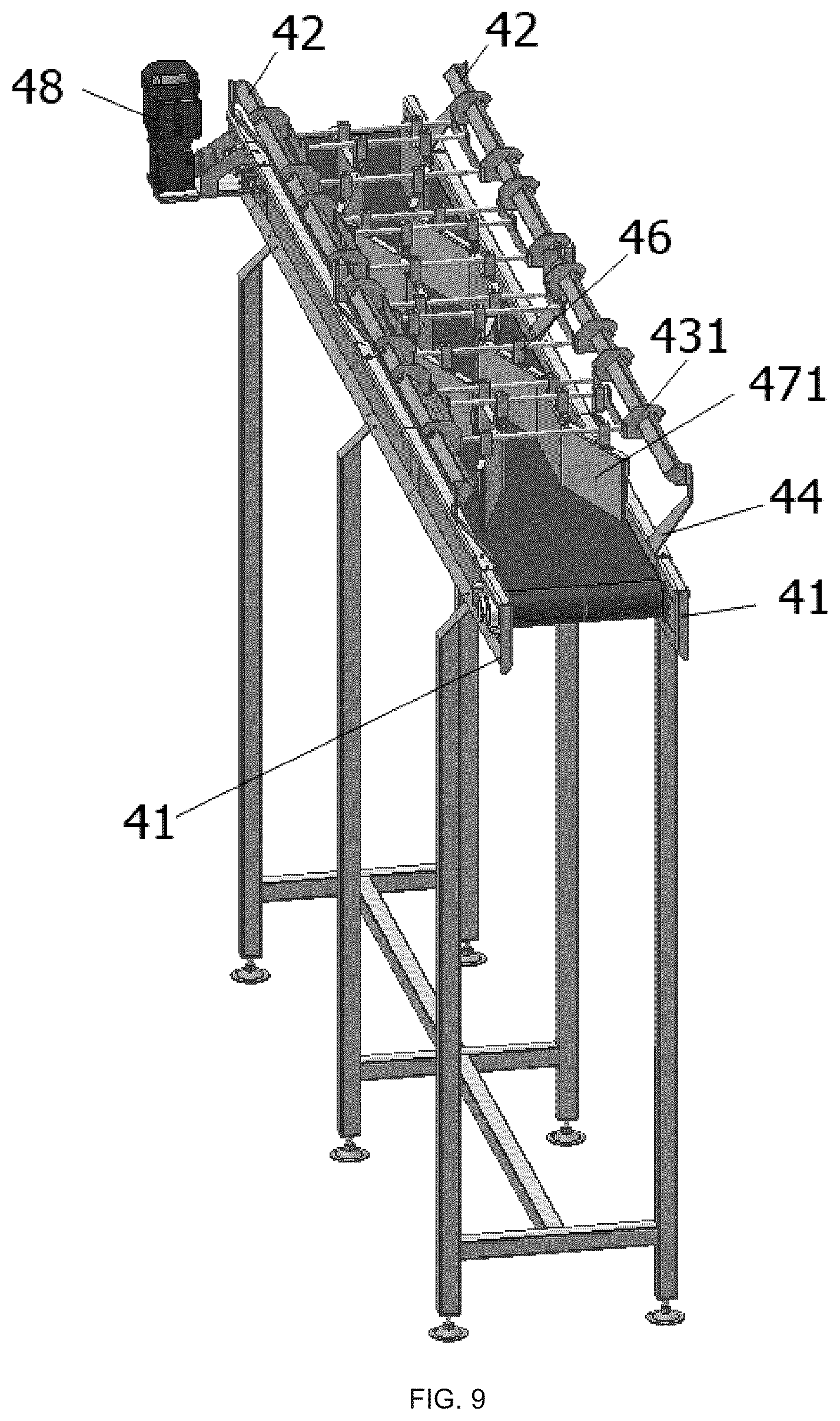 Patent US12588682 Figure 9 – Positioning equipment and method for poultry and similar animals