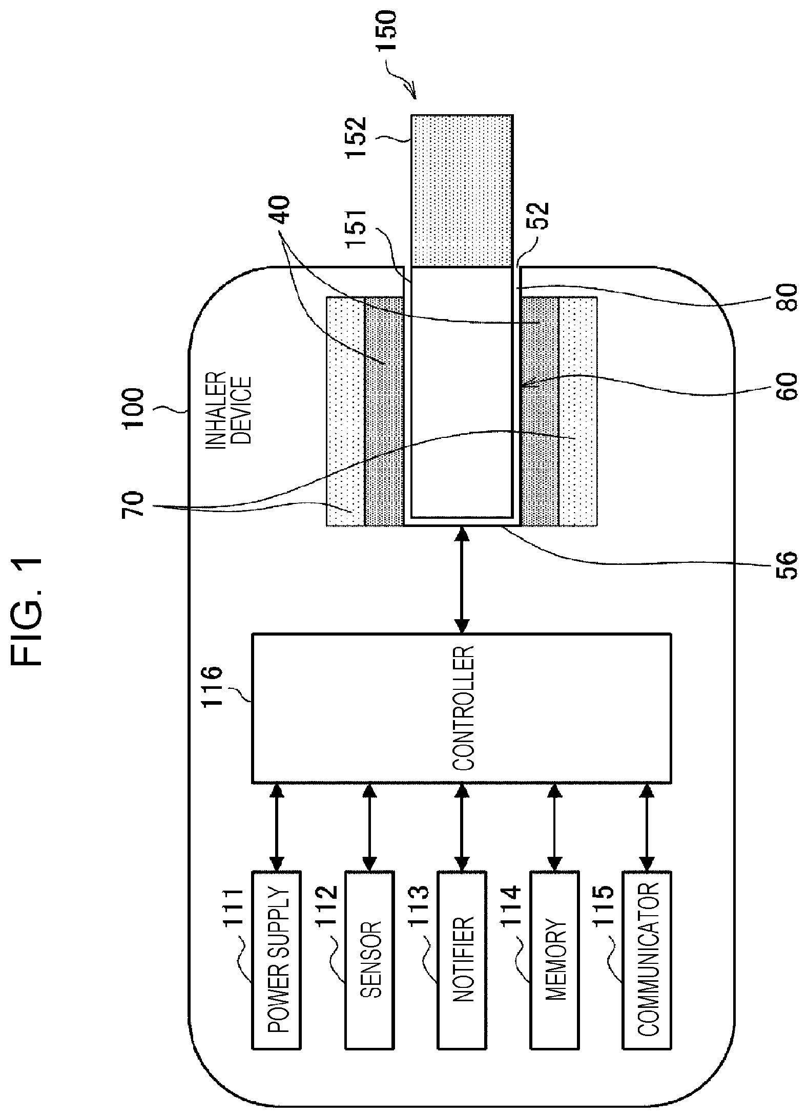 Patent US12588713 Figure 1 – Inhalation device, control method, and non-transitory computer readable medium
