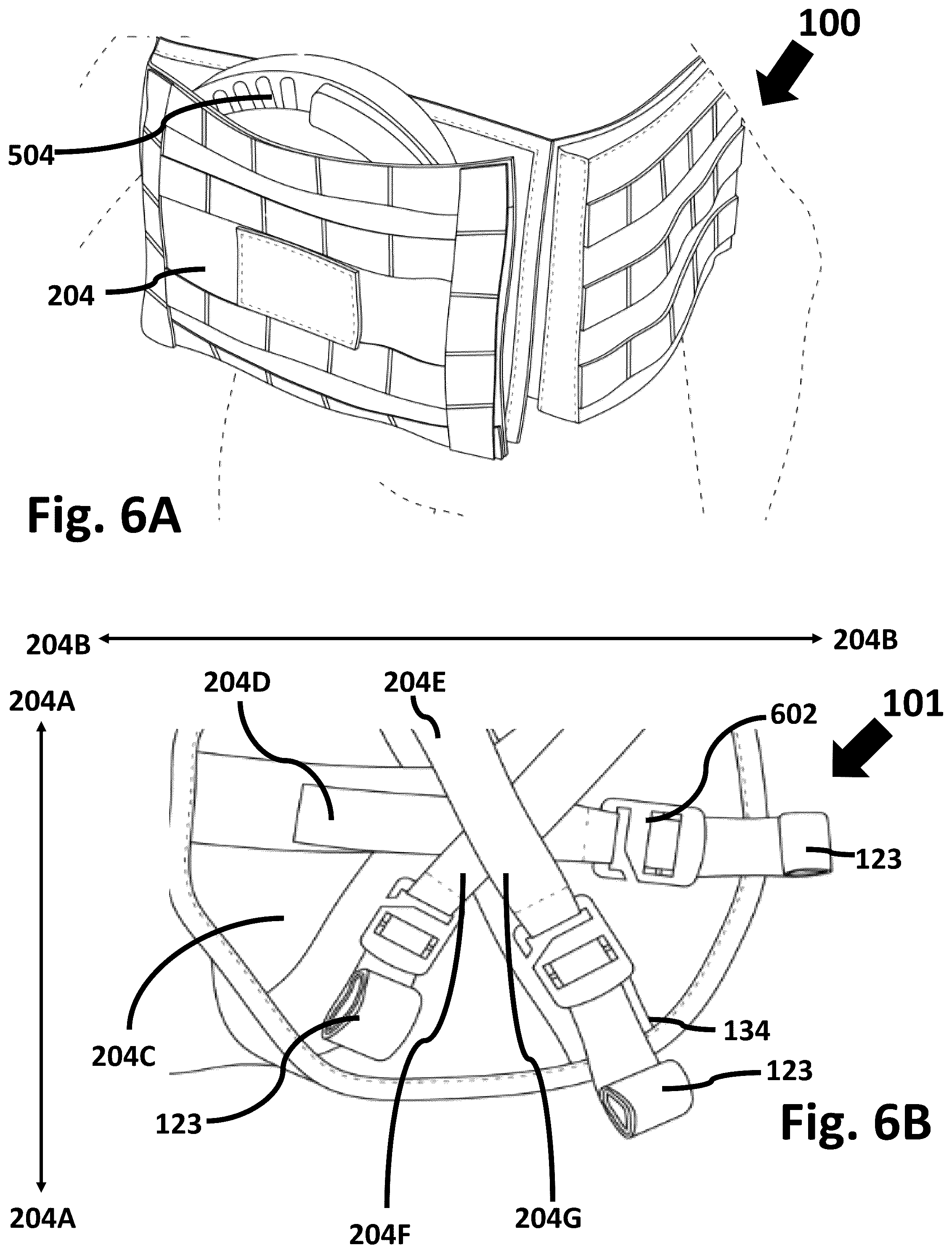 Patent US12588715 Figure 6 – Multi-functional vest with integrated weight and hydration features