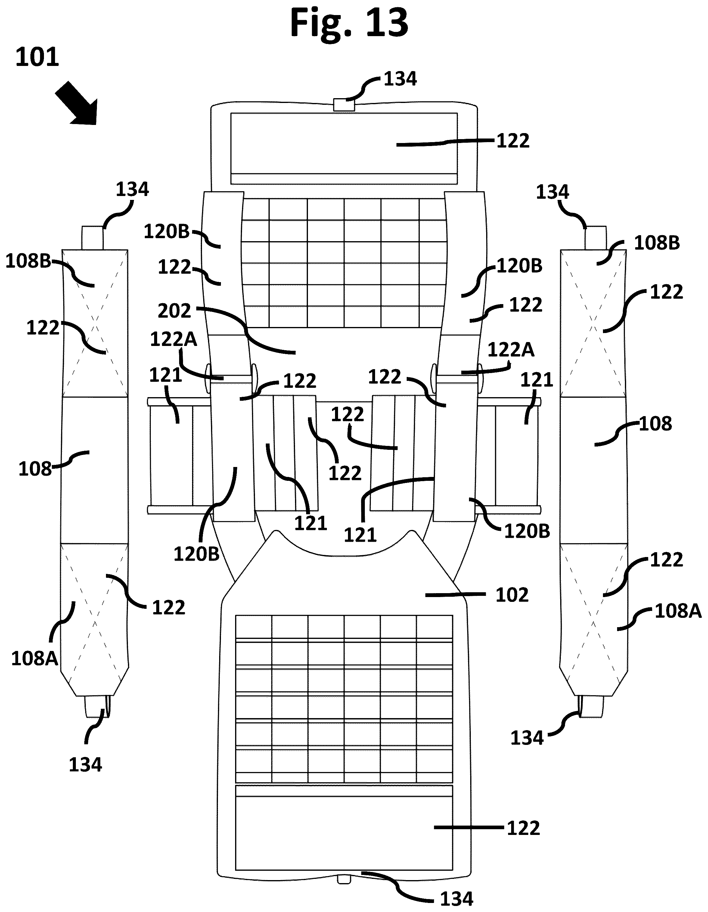 Patent US12588715 Figure 13 – Multi-functional vest with integrated weight and hydration features