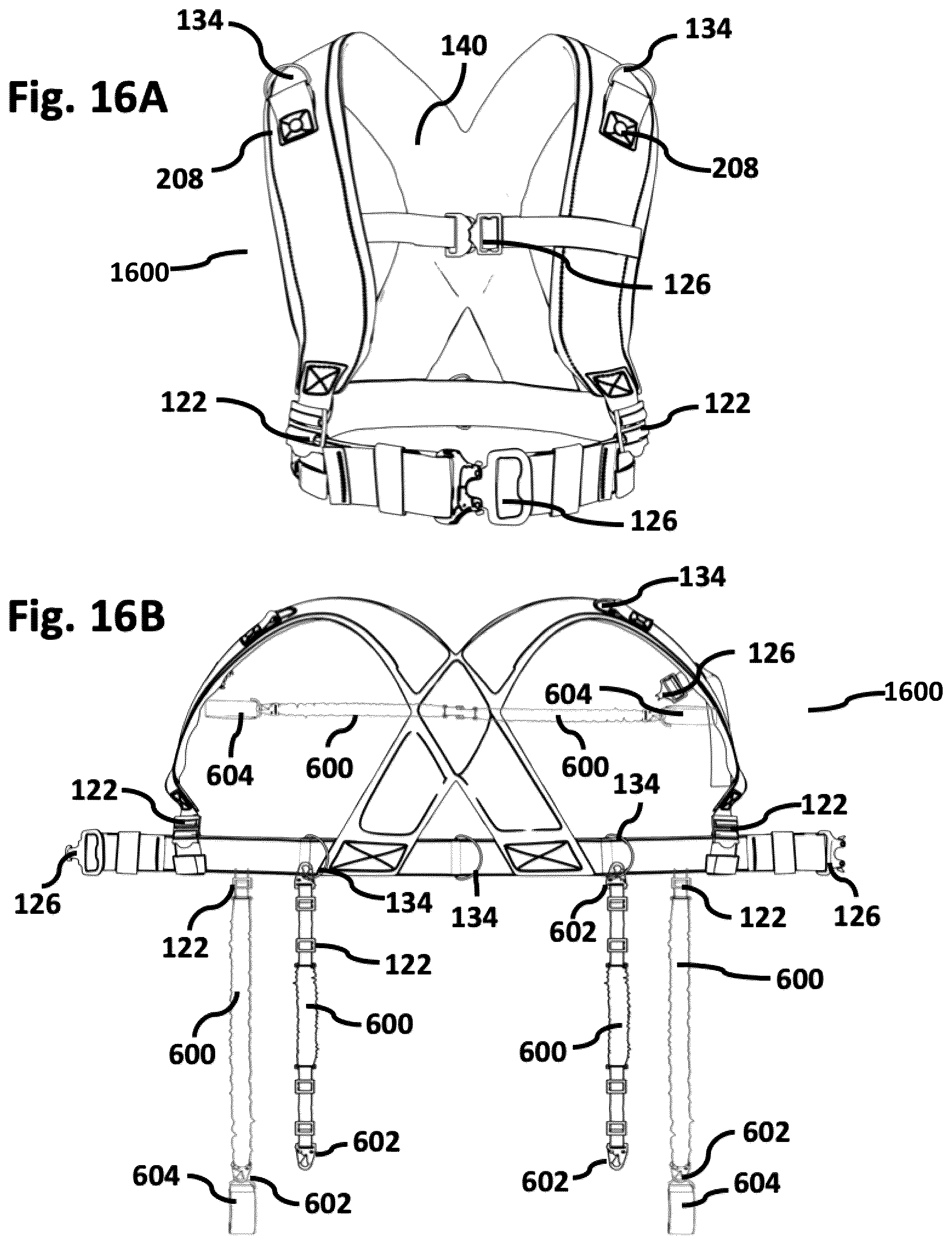 Patent US12588715 Figure 16 – Multi-functional vest with integrated weight and hydration features
