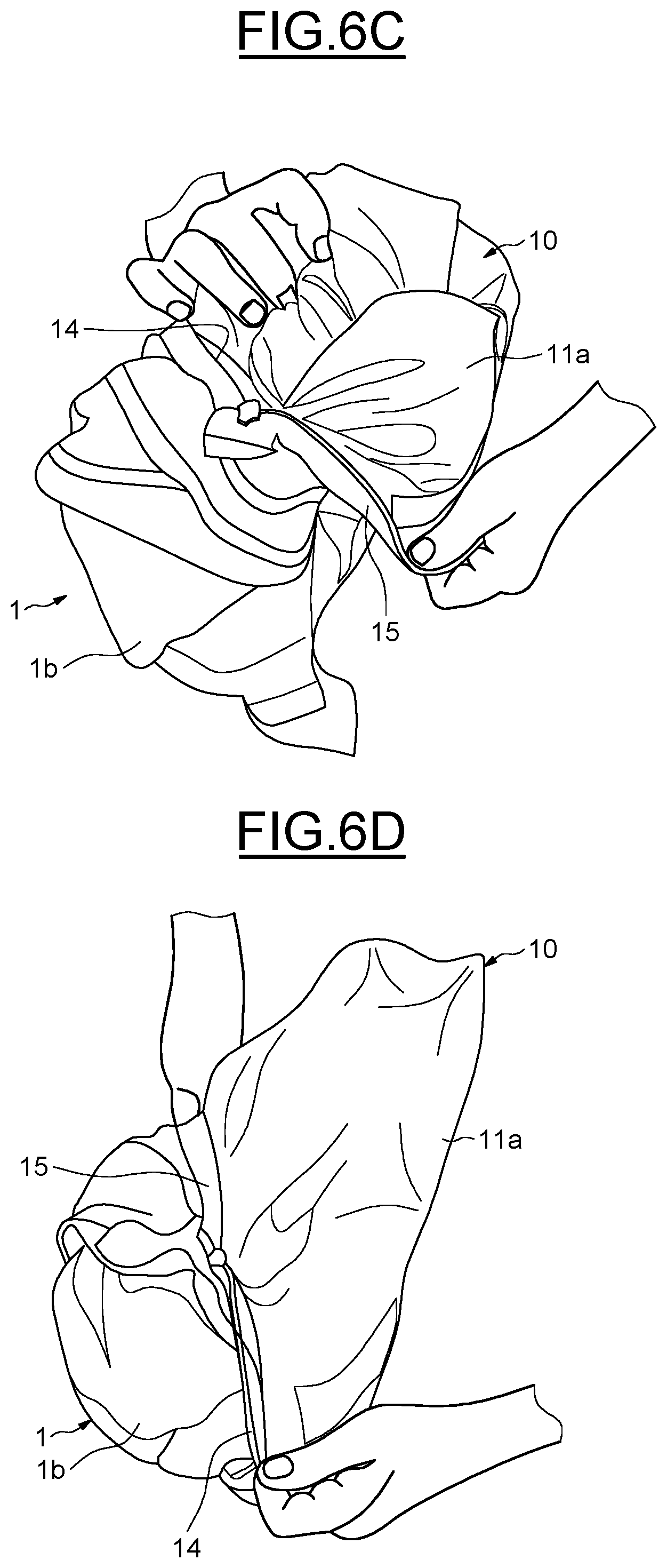 Patent US12588717 Figure 7 – Clothing for clean room having an integrated pouch, and associated packaging method