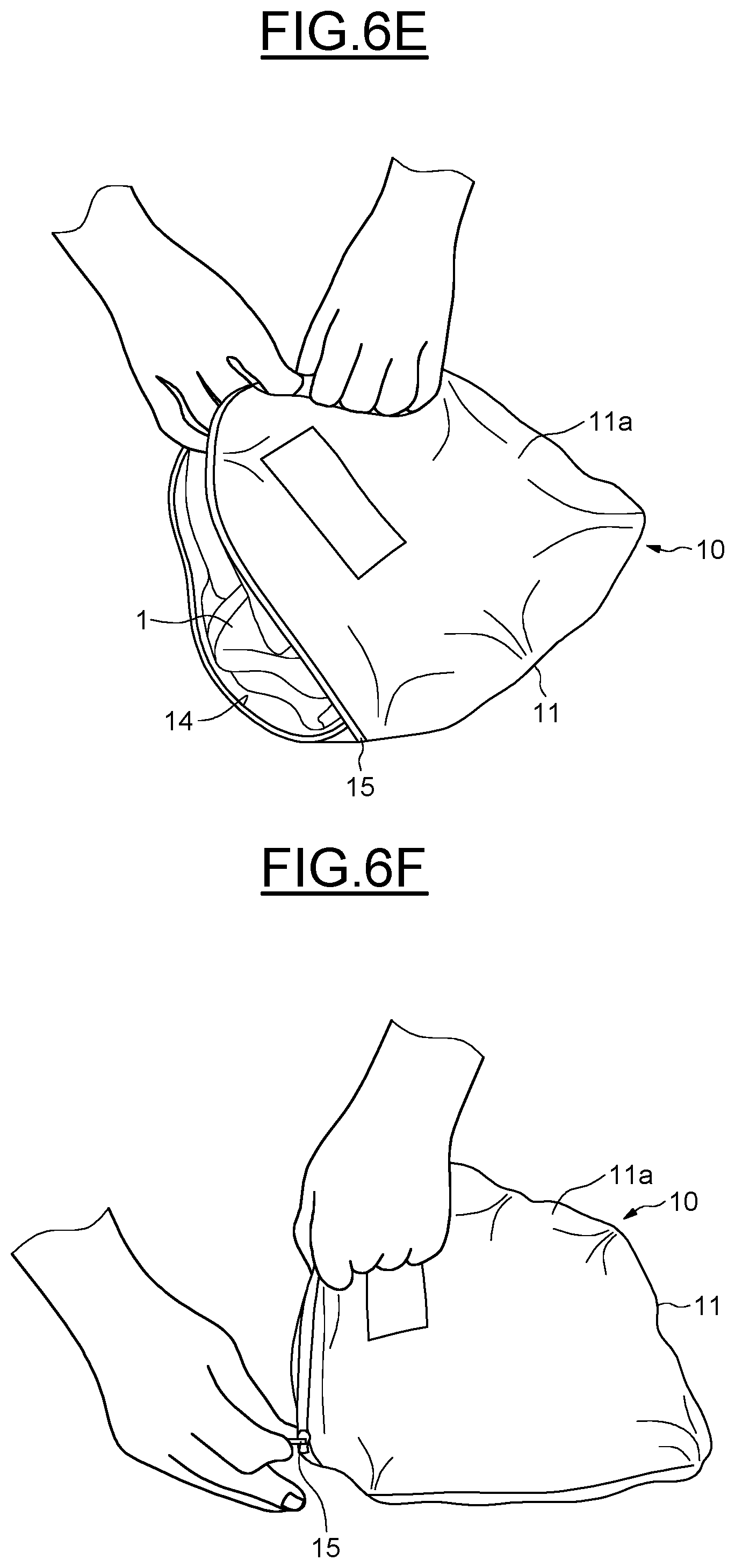 Patent US12588717 Figure 8 – Clothing for clean room having an integrated pouch, and associated packaging method