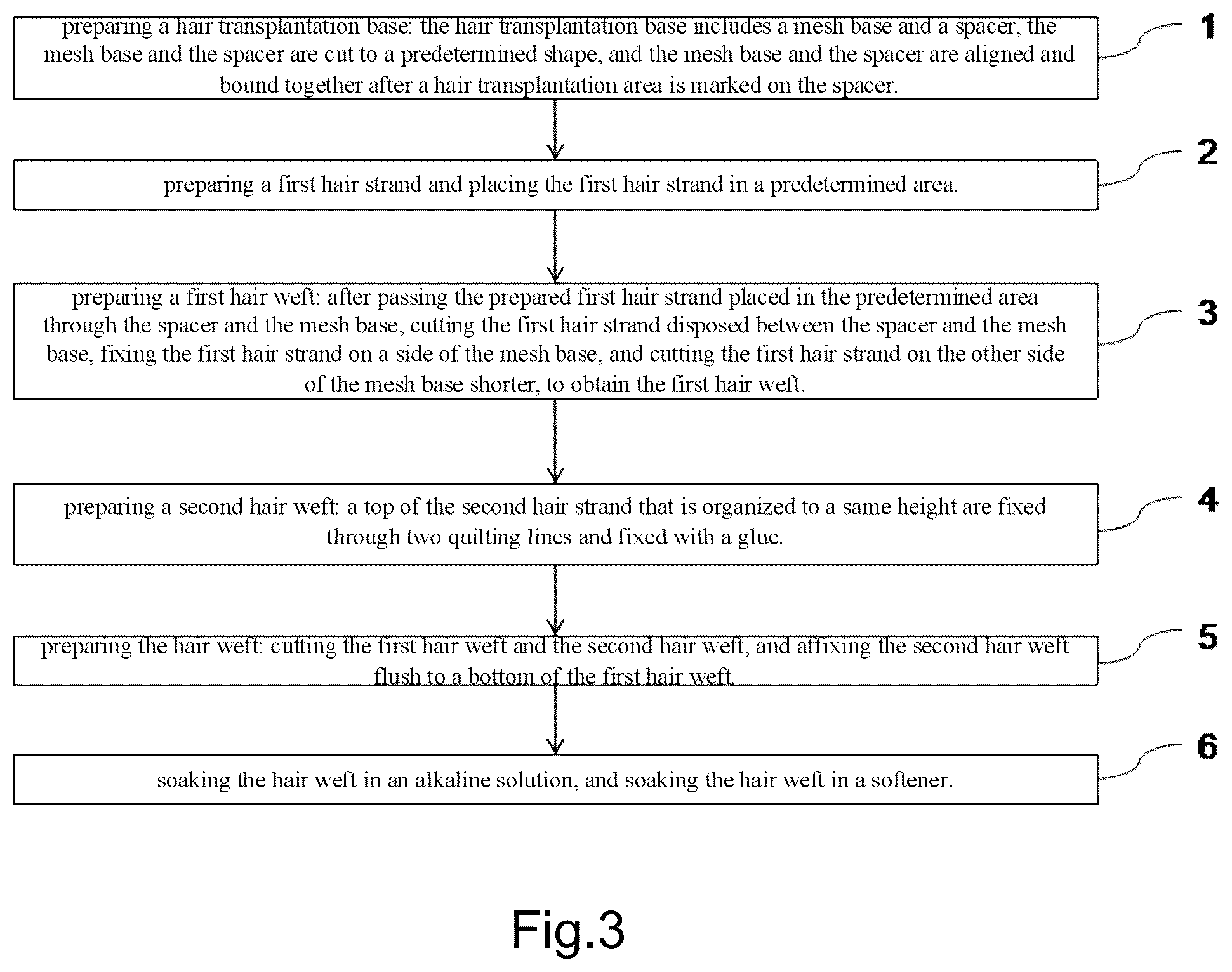 Patent US12588724 Figure 3 – Hair weft and preparation process thereof