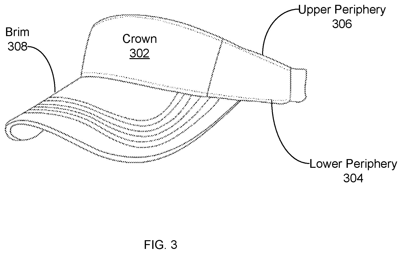 Patent US12588725 Figure 3 – Visor board for use with headgear brim