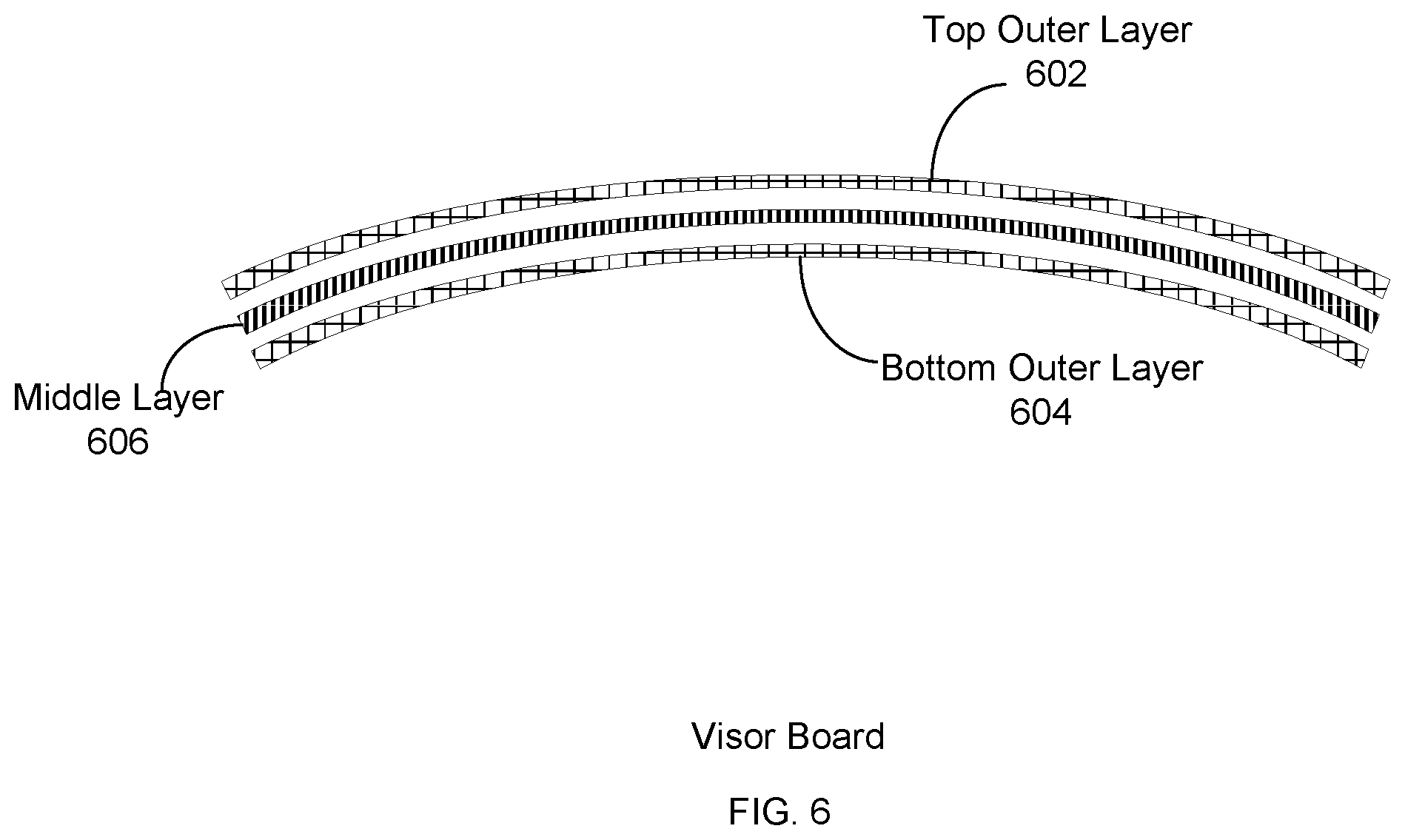 Patent US12588725 Figure 6 – Visor board for use with headgear brim