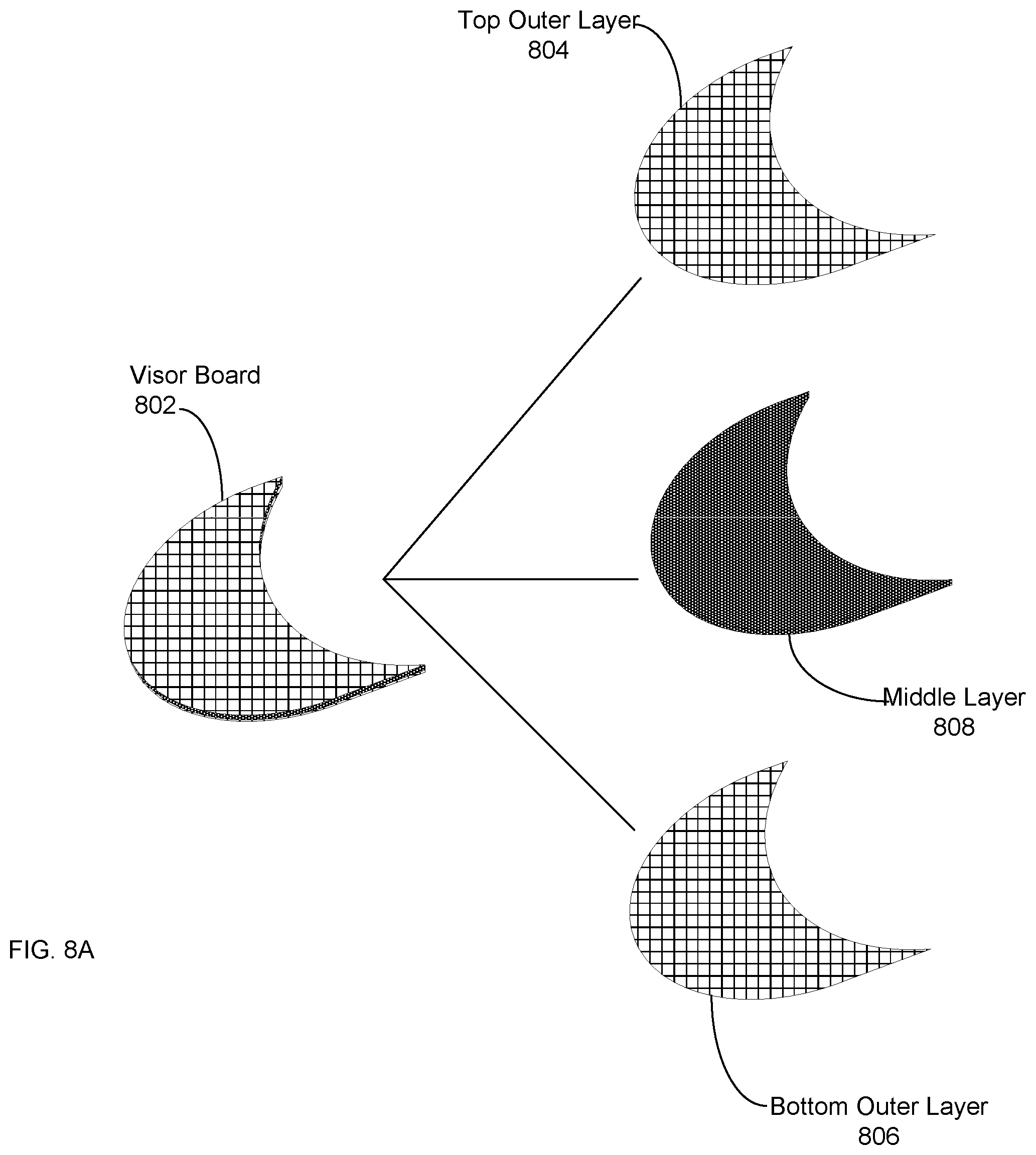 Patent US12588725 Figure 8 – Visor board for use with headgear brim