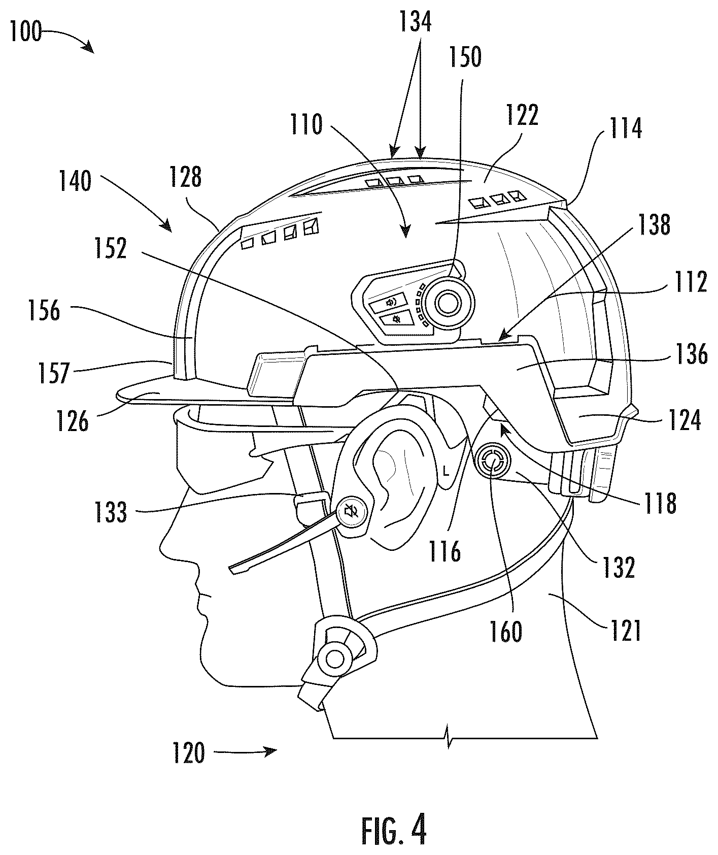 Patent US12588728 Figure 3 – Hard hat communication system