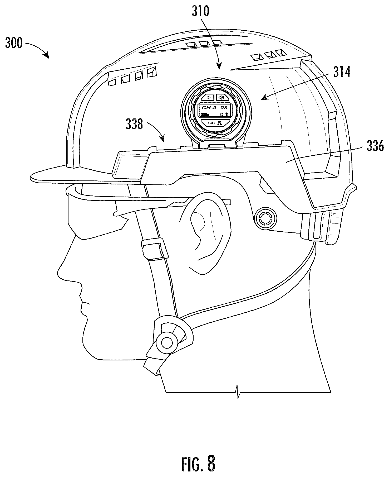 Patent US12588728 Figure 6 – Hard hat communication system