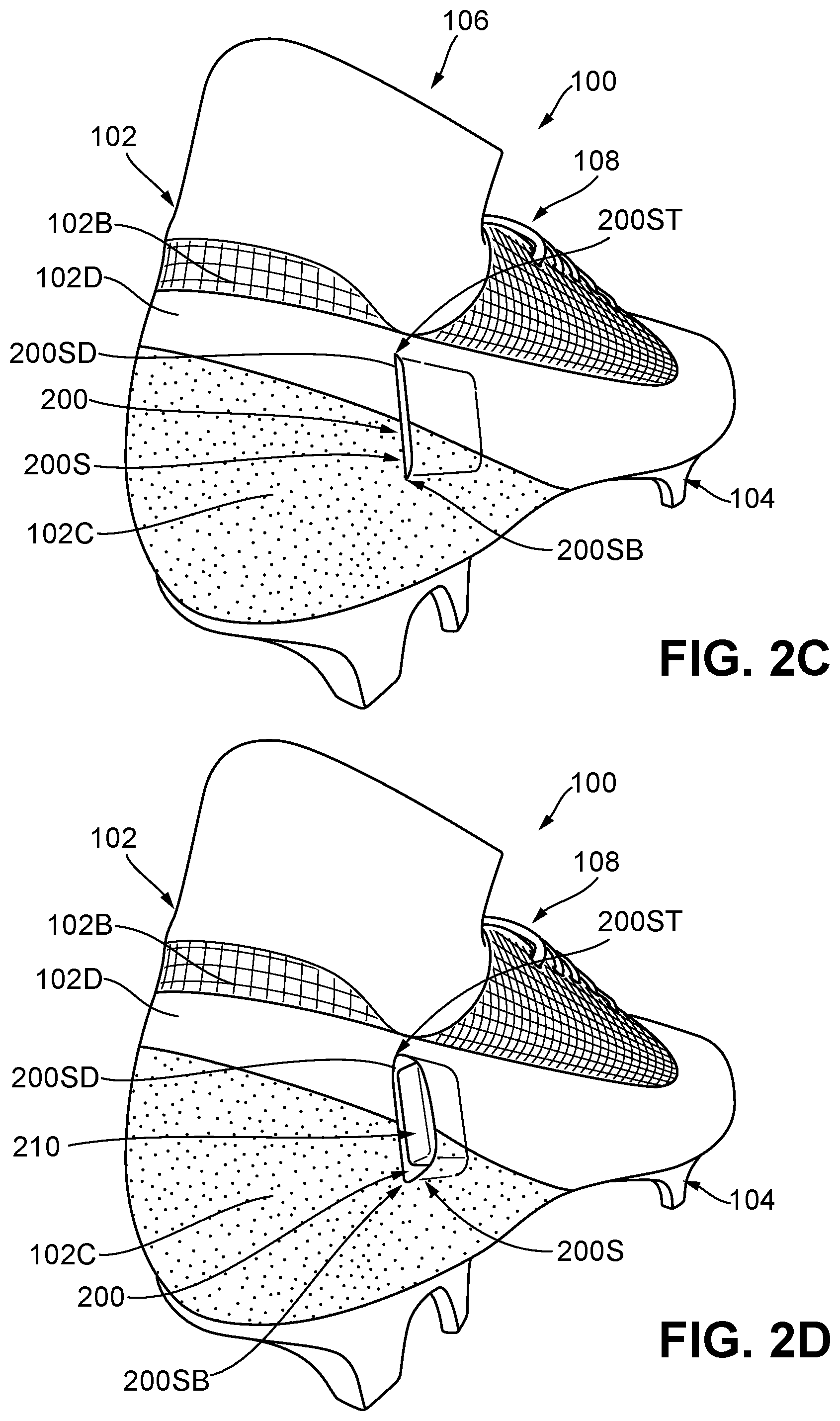 Patent US12588730 Figure 3 – Articles of footwear including an integrated pocket