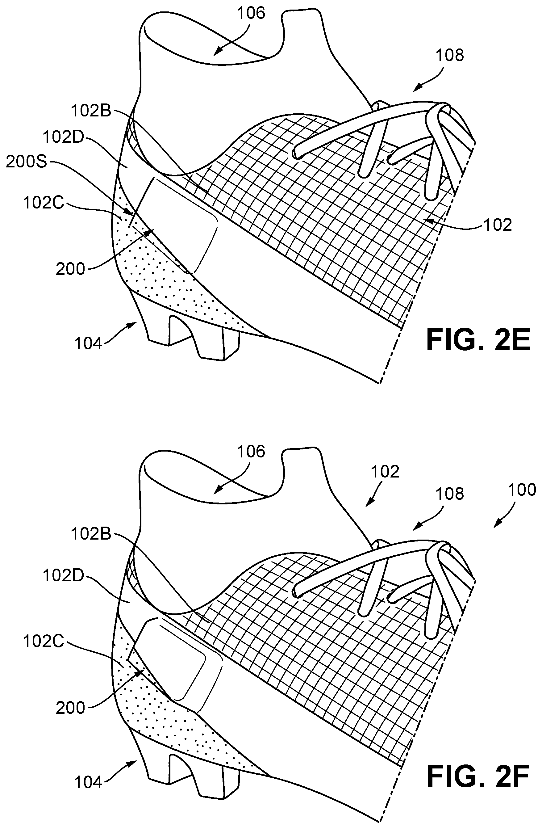 Patent US12588730 Figure 4 – Articles of footwear including an integrated pocket