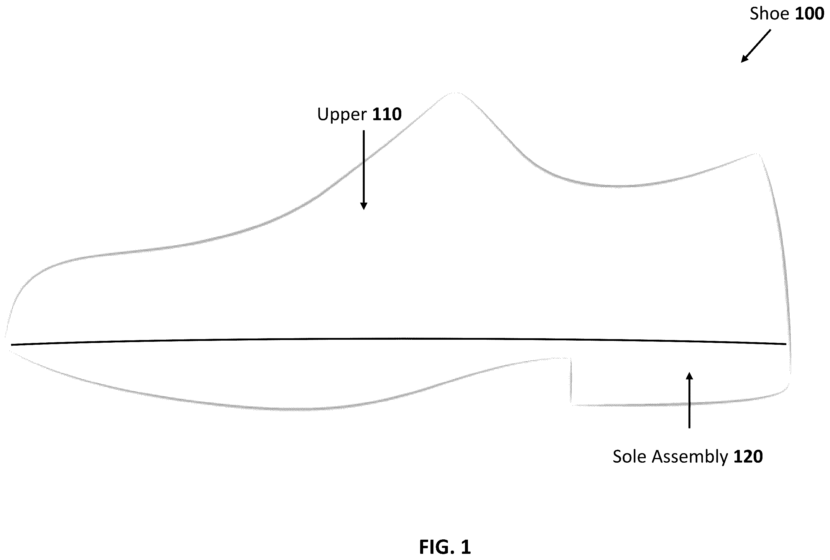 Patent US12588732 Figure 1 – Golf shoe with internal structure