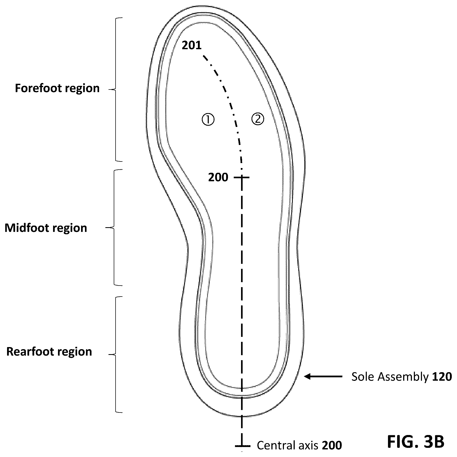 Patent US12588732 Figure 4 – Golf shoe with internal structure