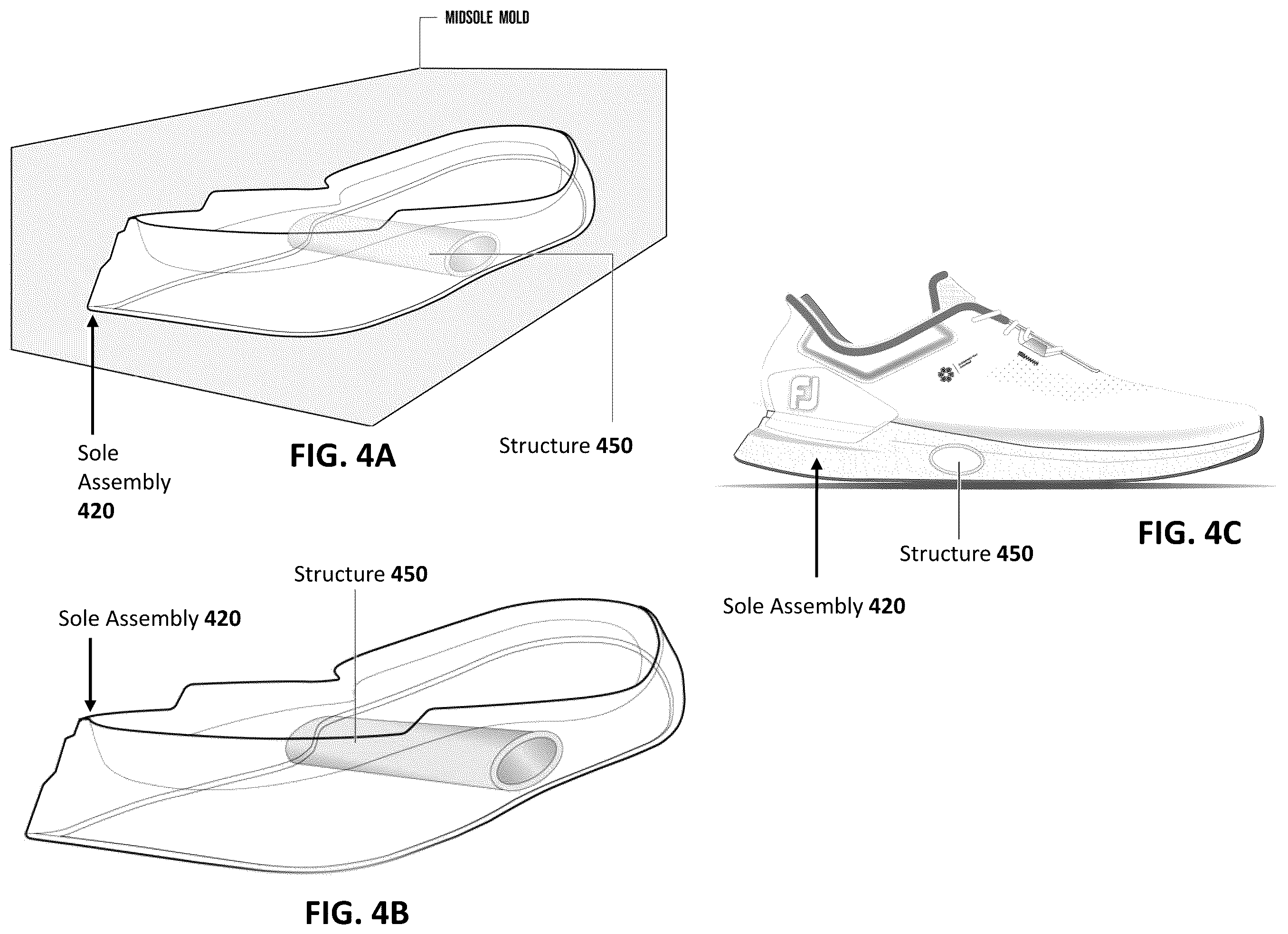 Patent US12588732 Figure 5 – Golf shoe with internal structure