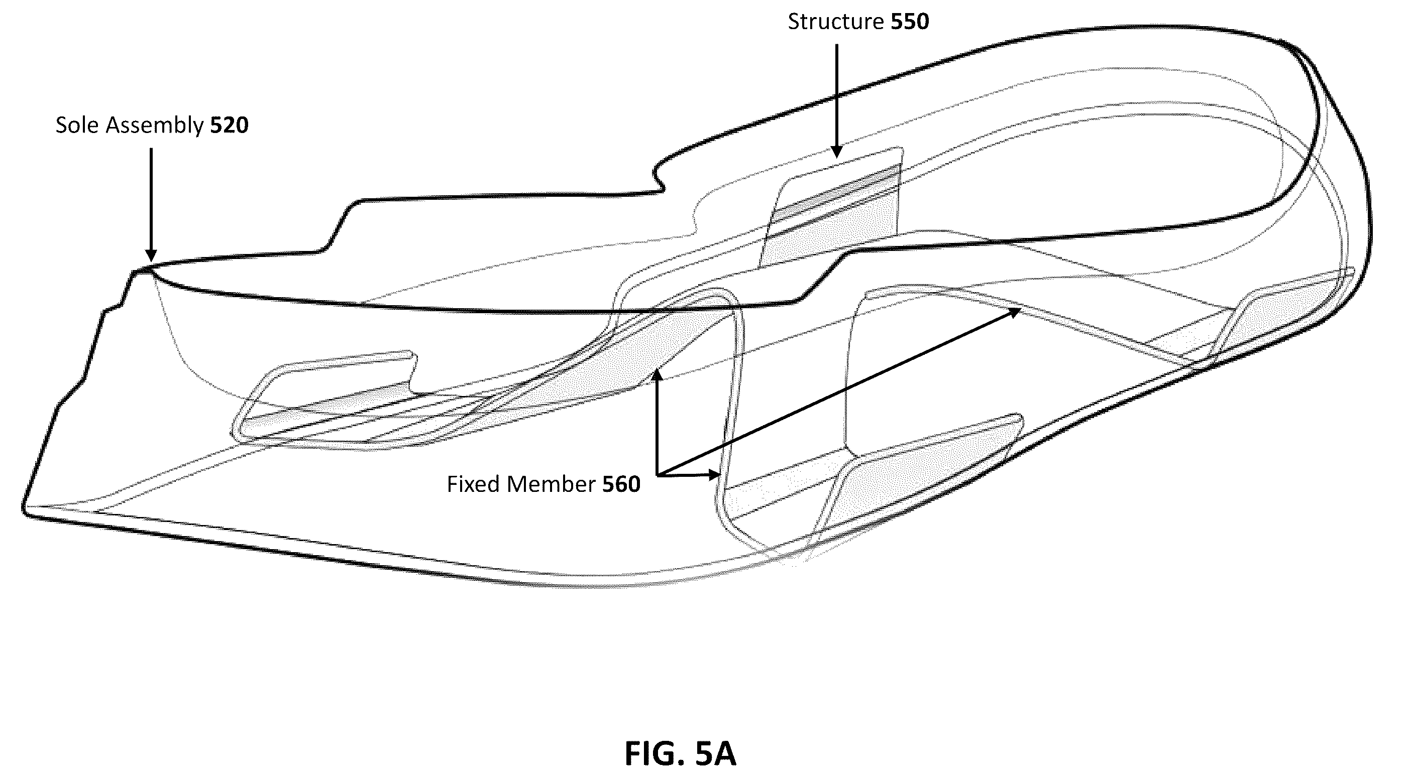Patent US12588732 Figure 6 – Golf shoe with internal structure