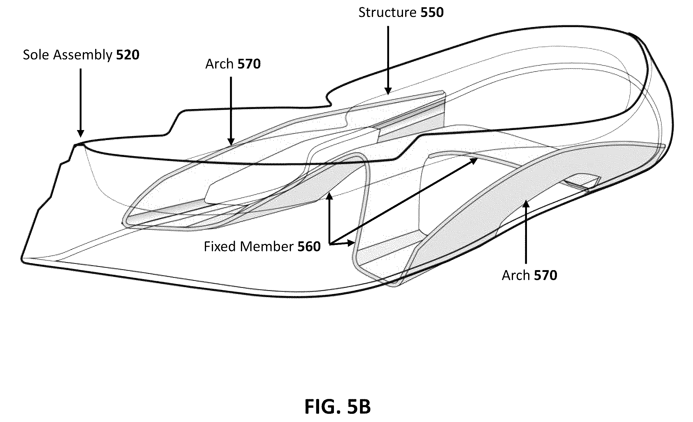 Patent US12588732 Figure 7 – Golf shoe with internal structure