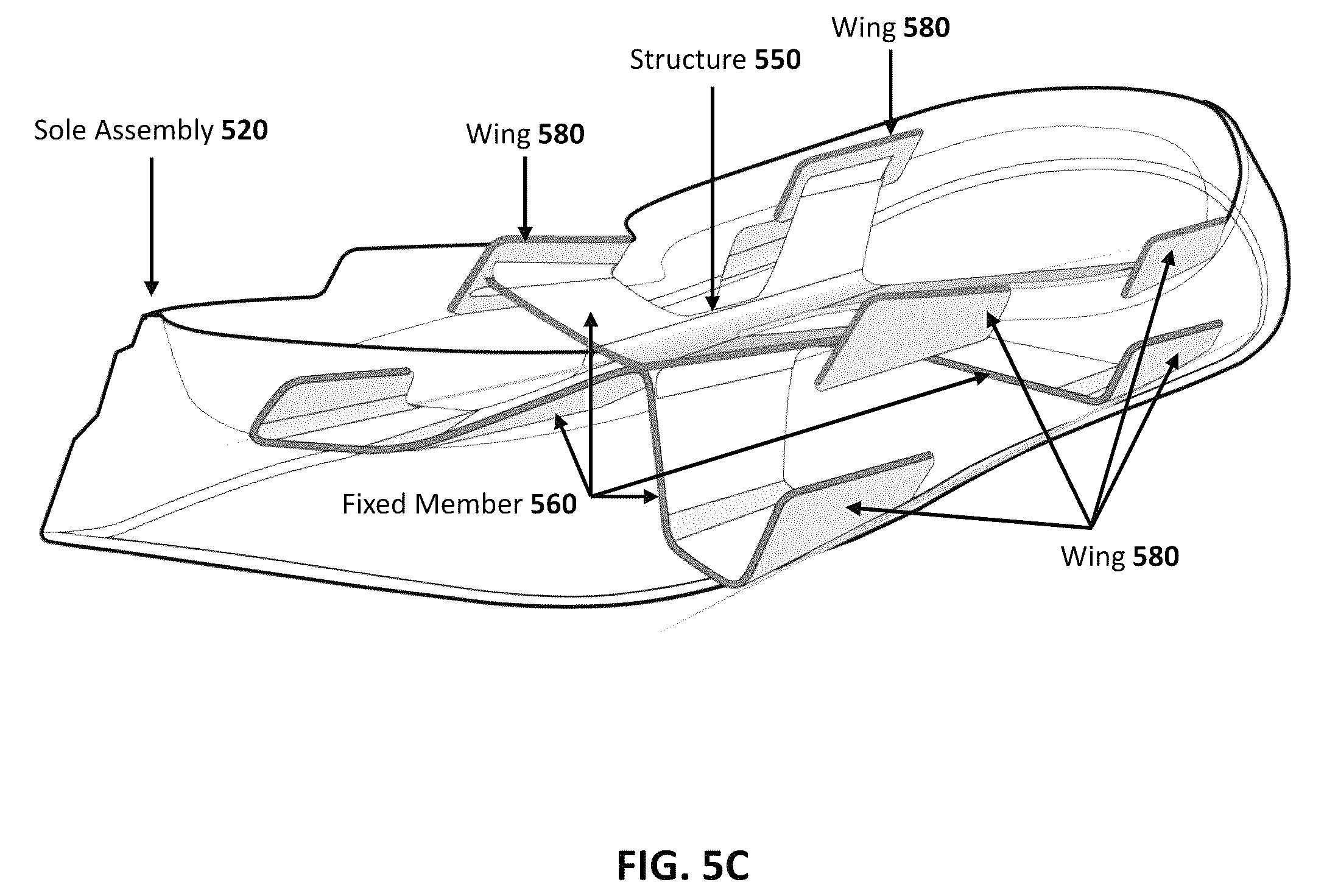 Patent US12588732 Figure 8 – Golf shoe with internal structure