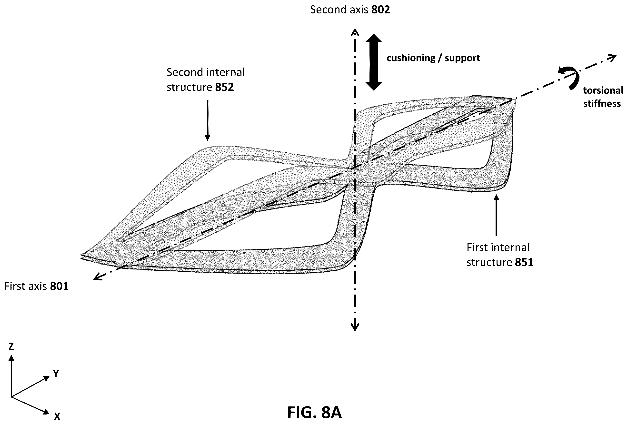 Patent US12588732 Figure 11 – Golf shoe with internal structure