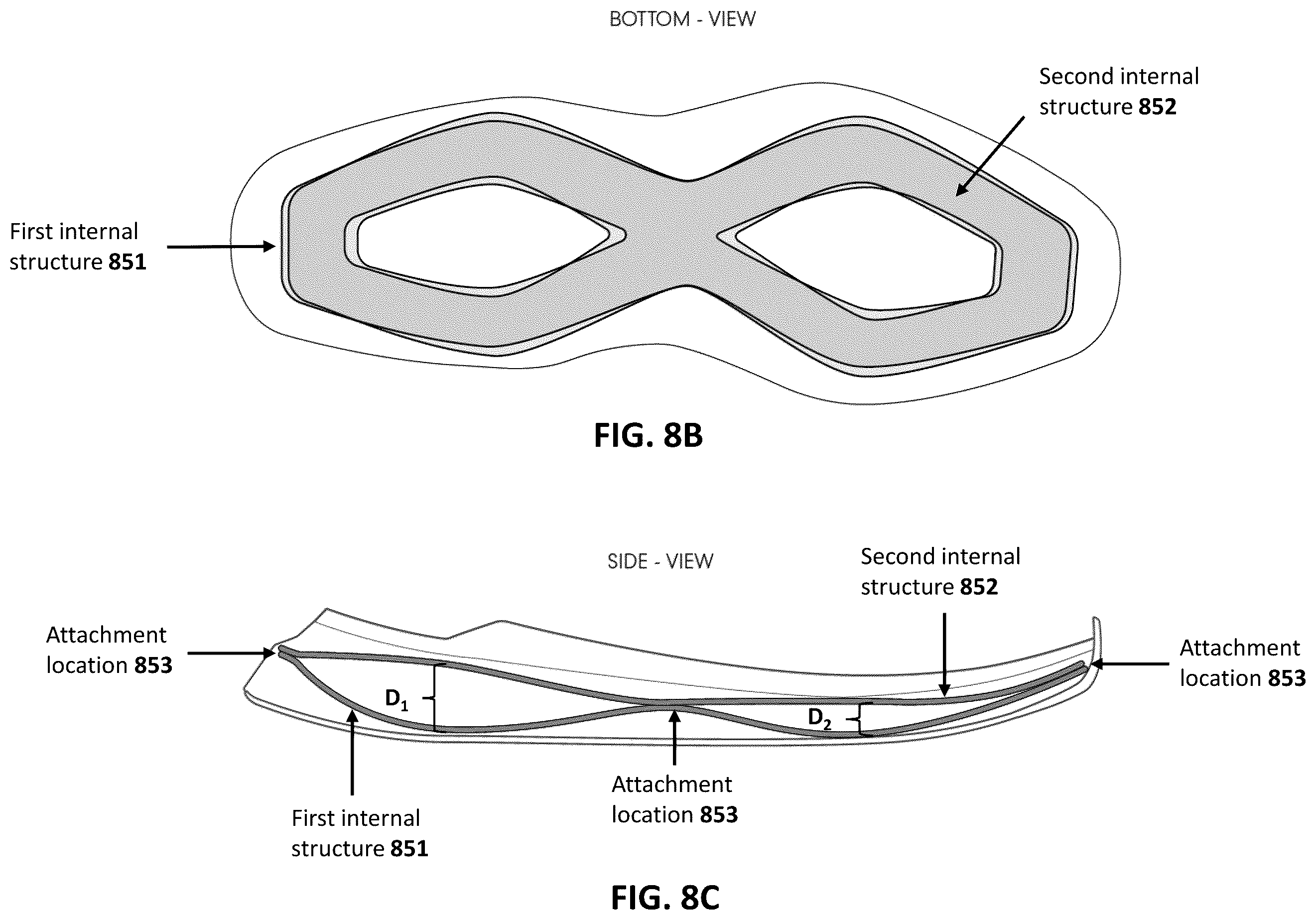 Patent US12588732 Figure 12 – Golf shoe with internal structure