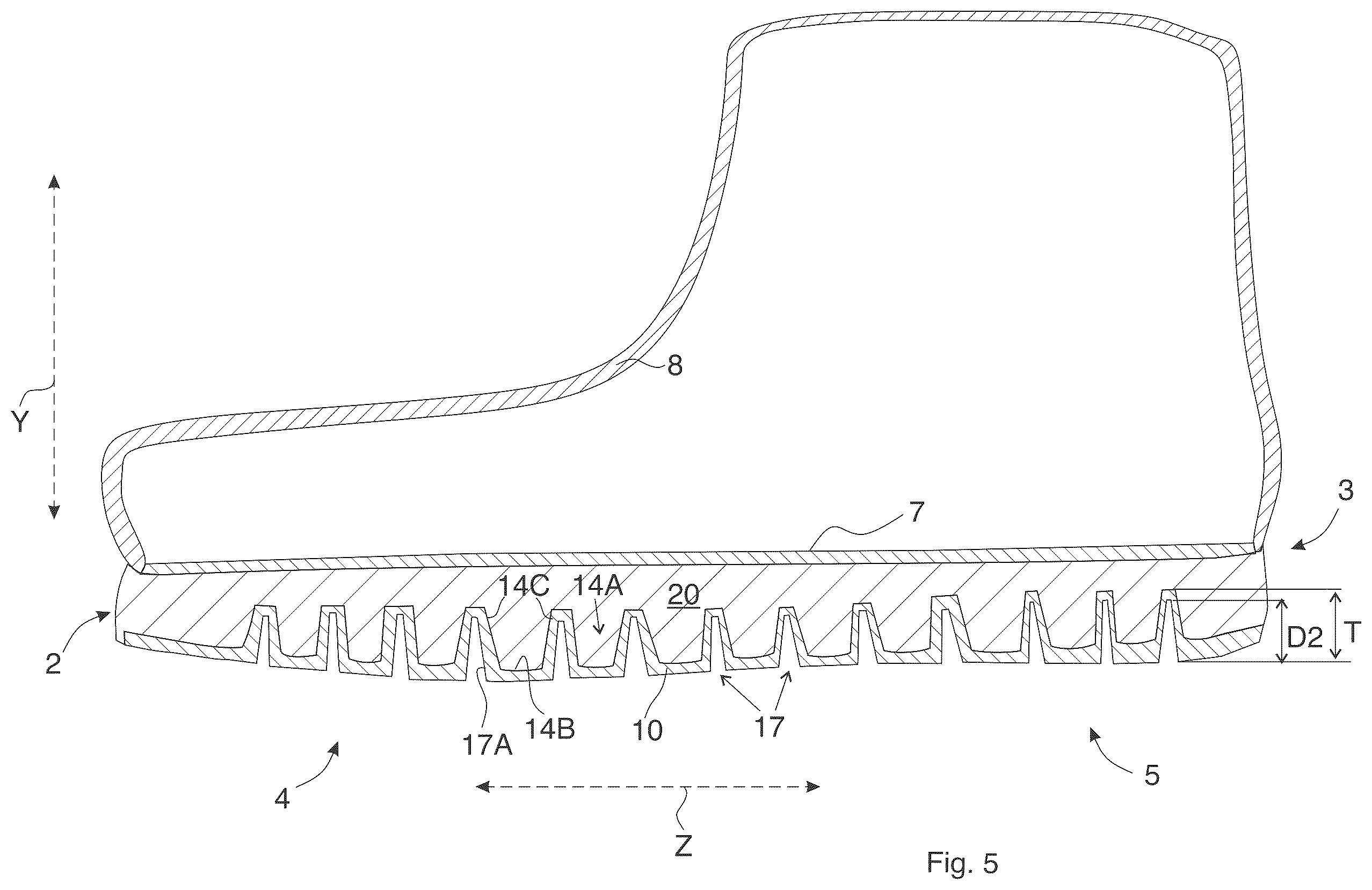 Patent US12588735 Figure 5 – Article of footwear