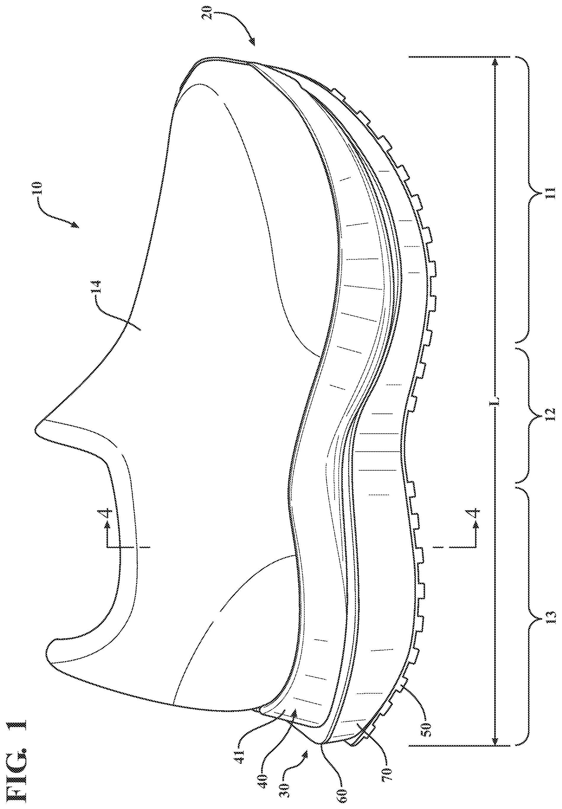 Patent US12588737 Figure 1 – Footwear sole and related method of use
