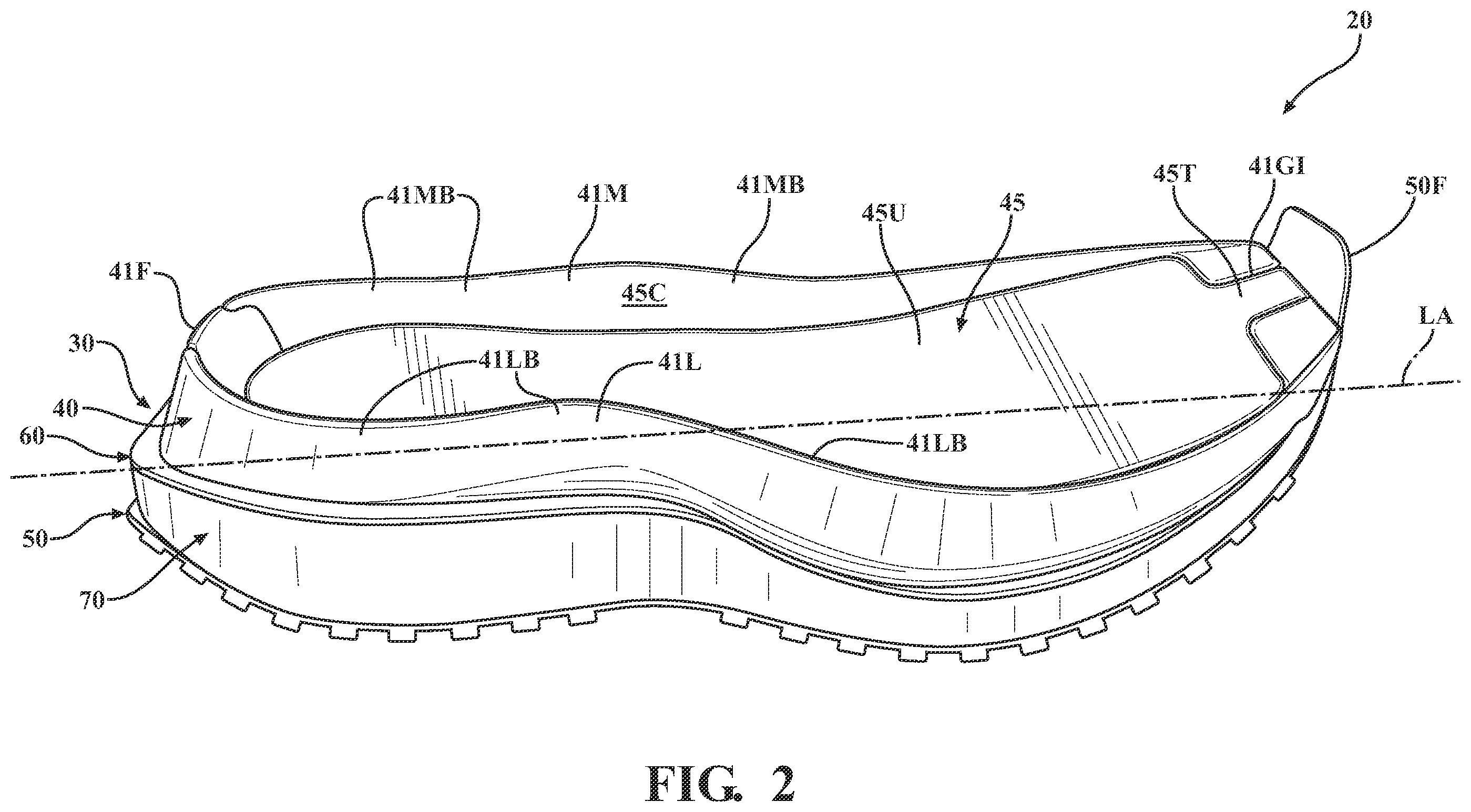 Patent US12588737 Figure 2 – Footwear sole and related method of use