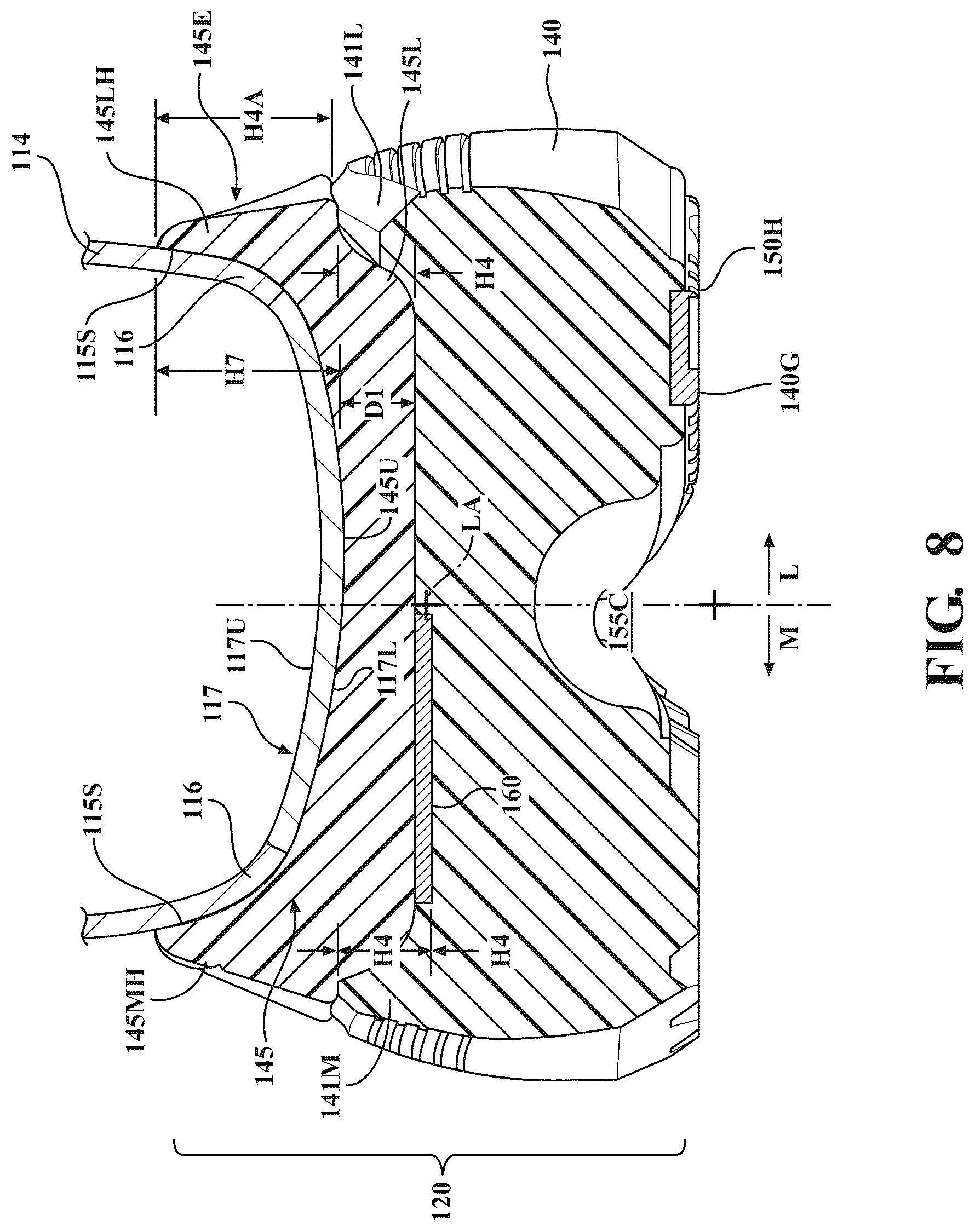 Patent US12588737 Figure 8 – Footwear sole and related method of use