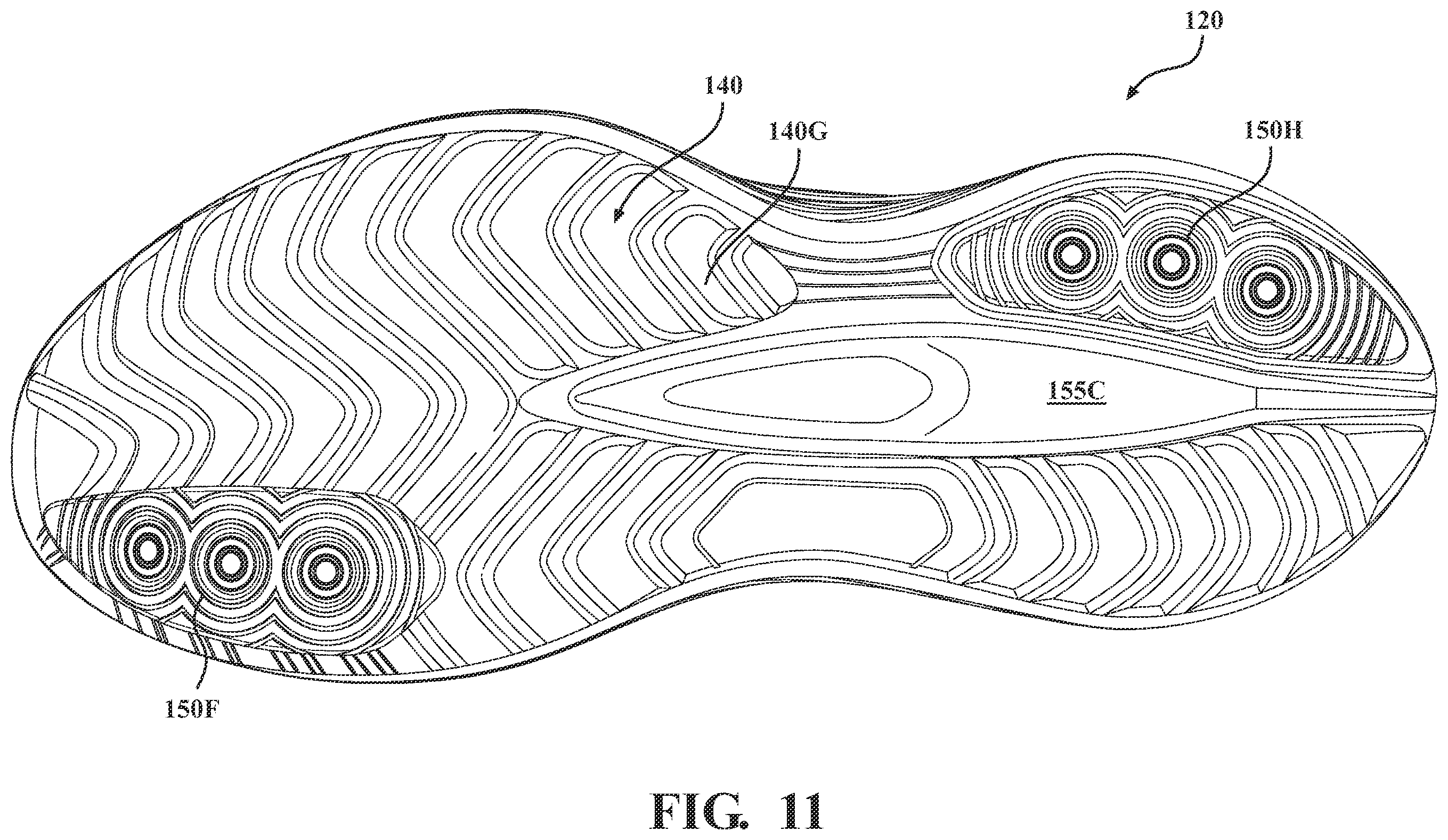 Patent US12588737 Figure 11 – Footwear sole and related method of use