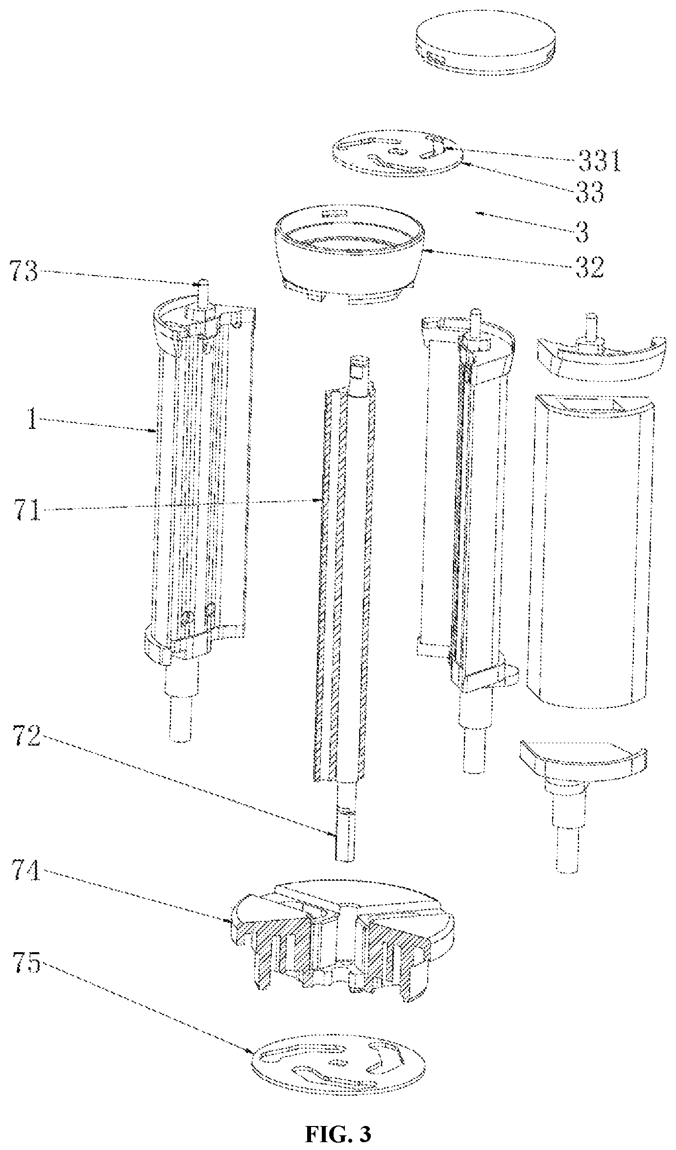 Patent US12588745 Figure 3 – Roller structure with adjustable diameter and hair-tangling prevention function, and hair curler thereof