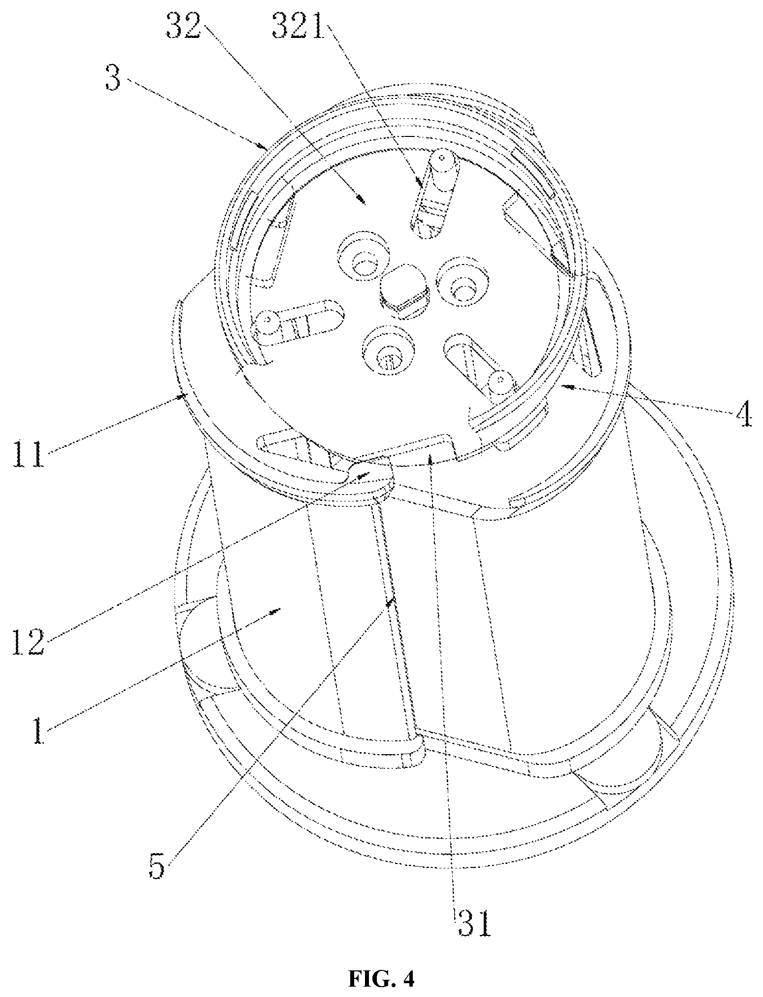 Patent US12588745 Figure 4 – Roller structure with adjustable diameter and hair-tangling prevention function, and hair curler thereof