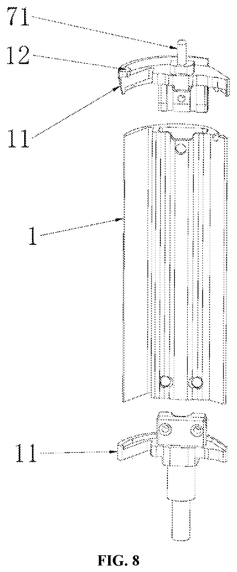 Patent US12588745 Figure 7 – Roller structure with adjustable diameter and hair-tangling prevention function, and hair curler thereof