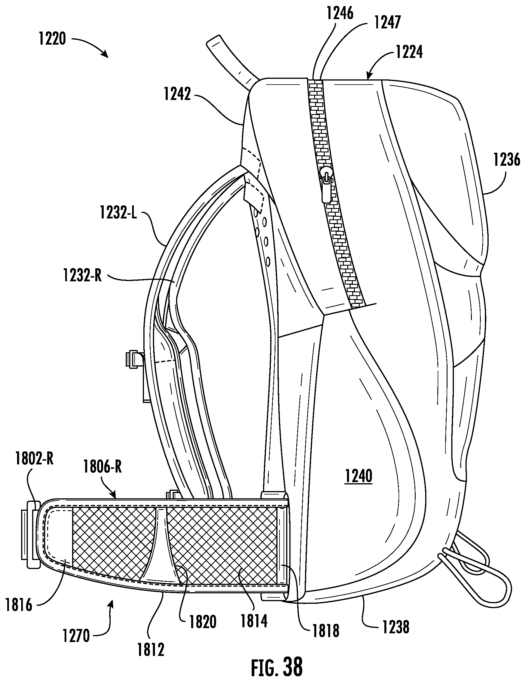 Patent US12588748 Figure 11 – Adjustable backpack