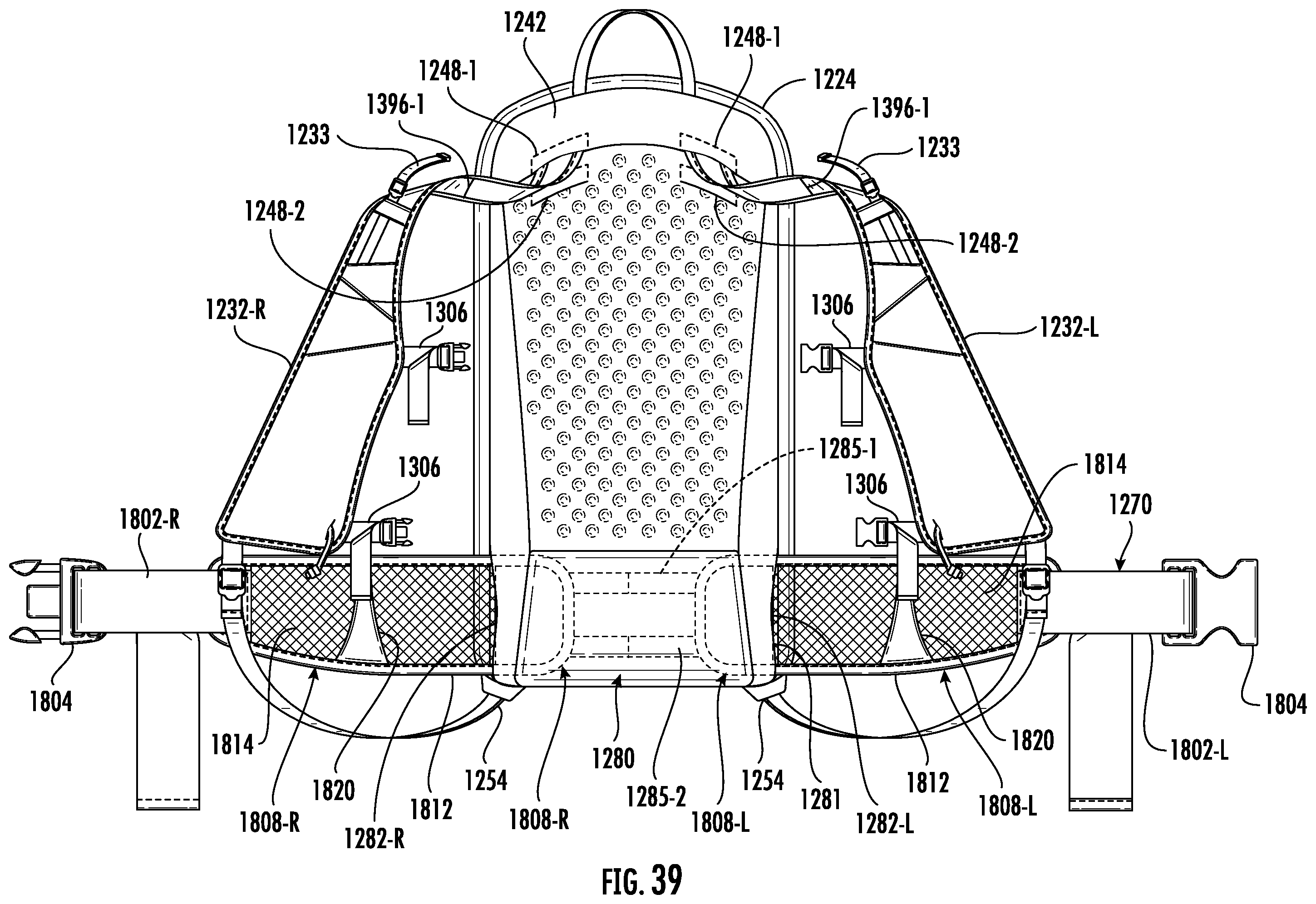 Patent US12588748 Figure 12 – Adjustable backpack