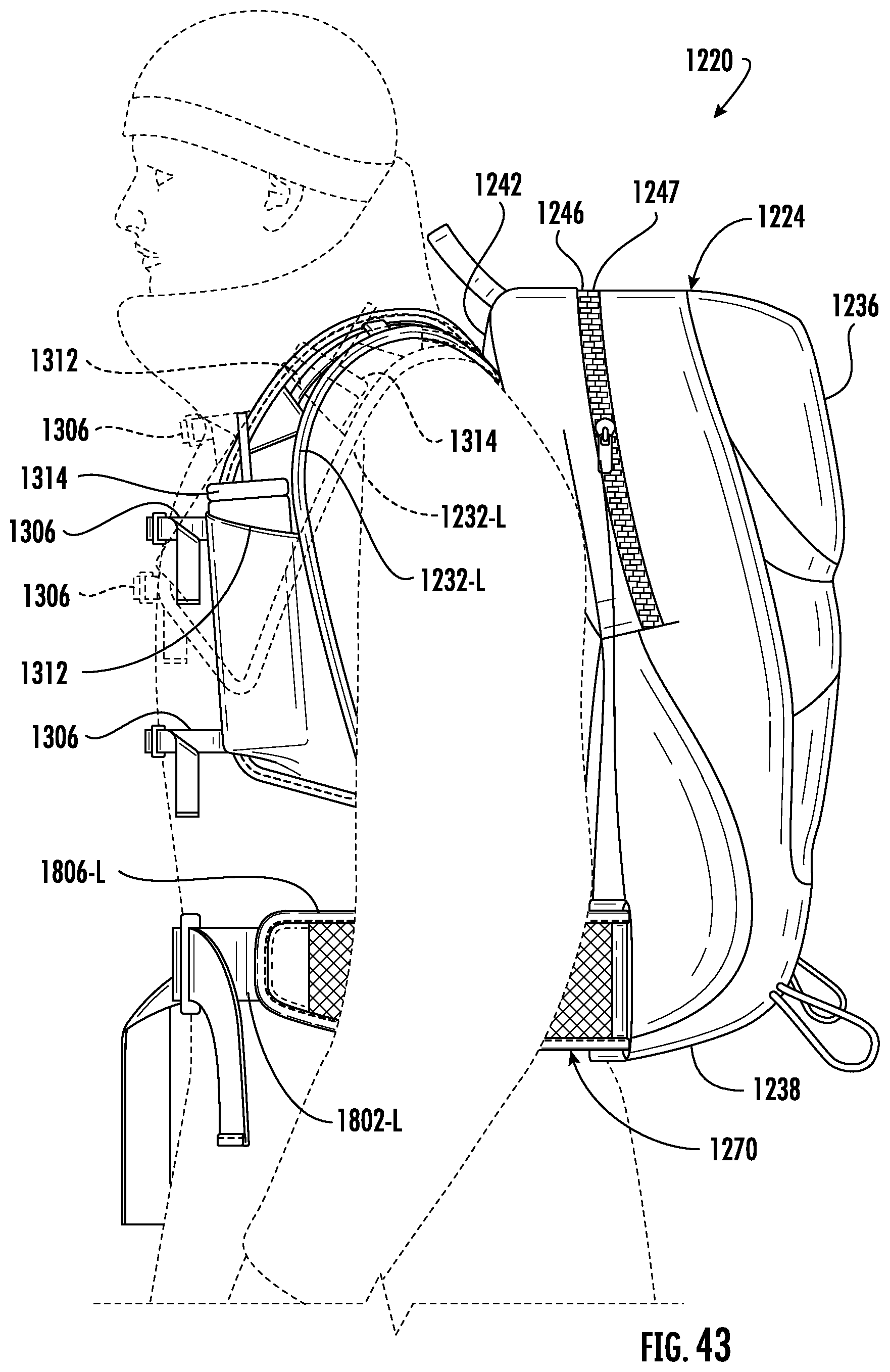 Patent US12588748 Figure 16 – Adjustable backpack