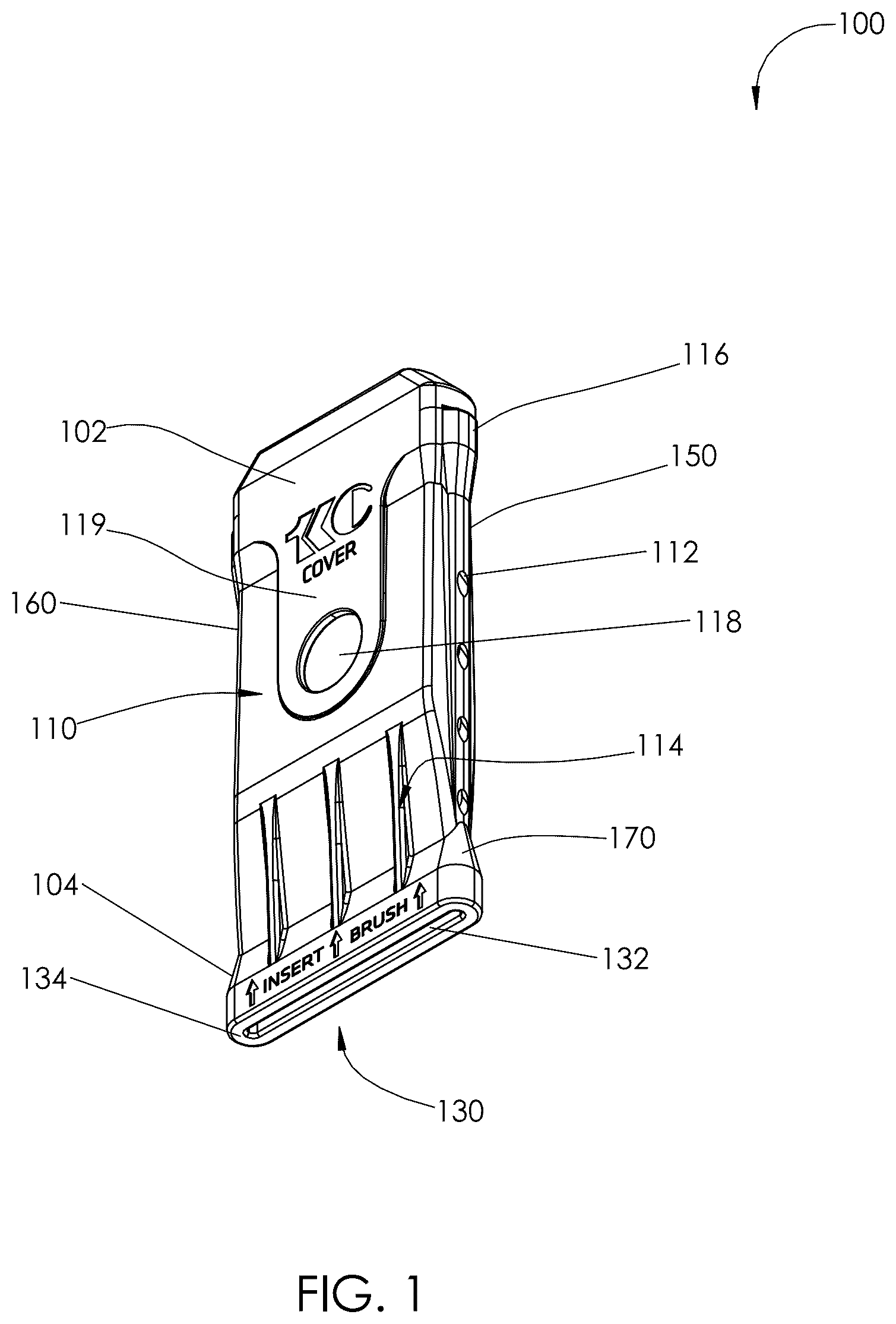 Patent US12588750 Figure 1 – Bristle preserving paintbrush cover