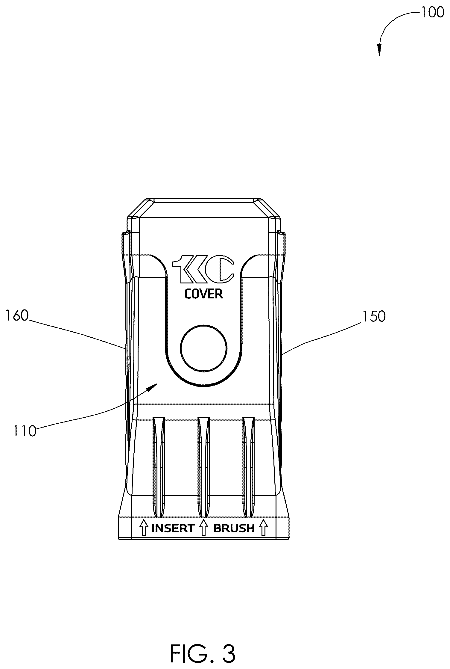 Patent US12588750 Figure 3 – Bristle preserving paintbrush cover