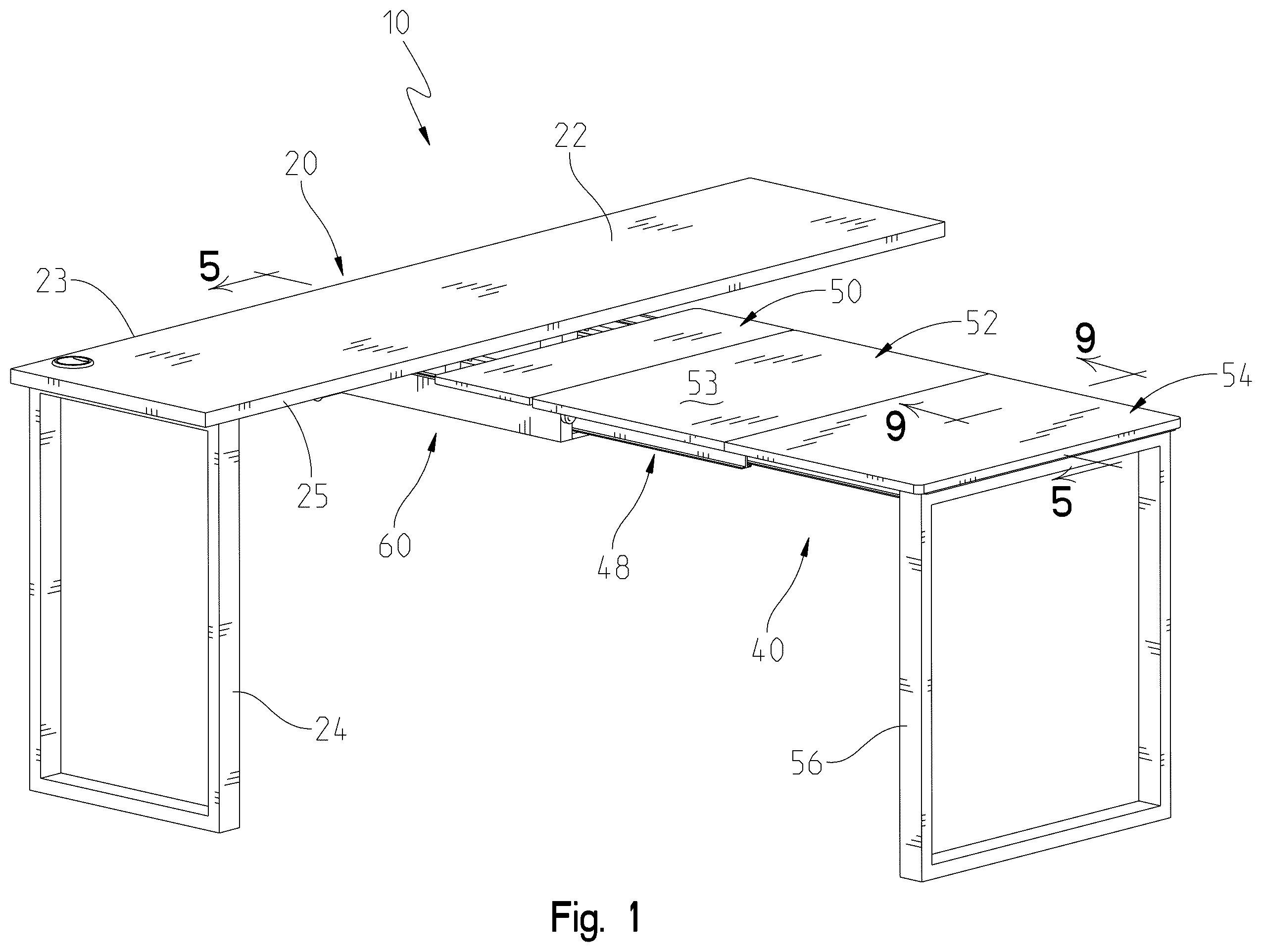 Patent US12588752 Figure 1 – Sliding desk