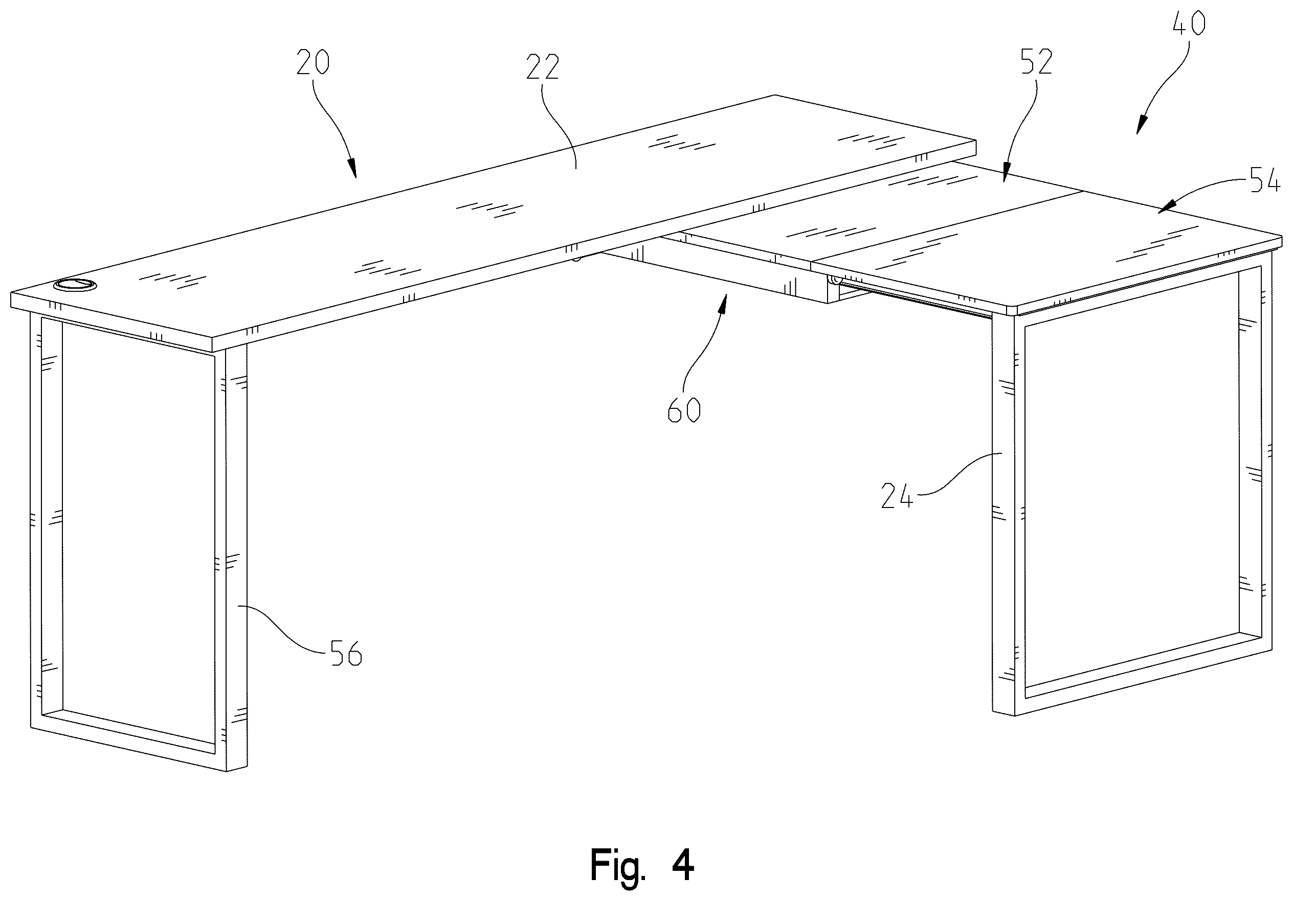 Patent US12588752 Figure 4 – Sliding desk