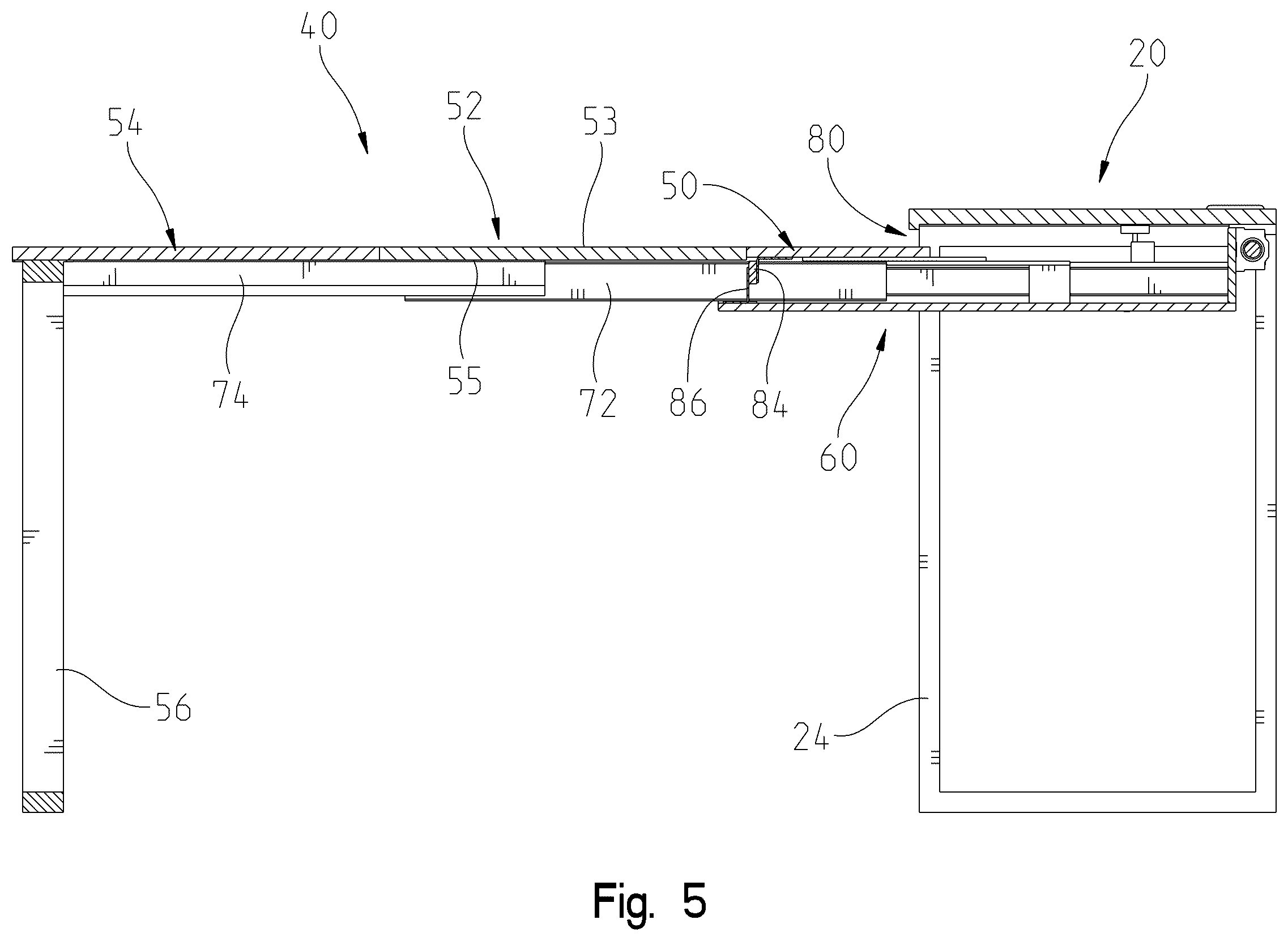Patent US12588752 Figure 5 – Sliding desk