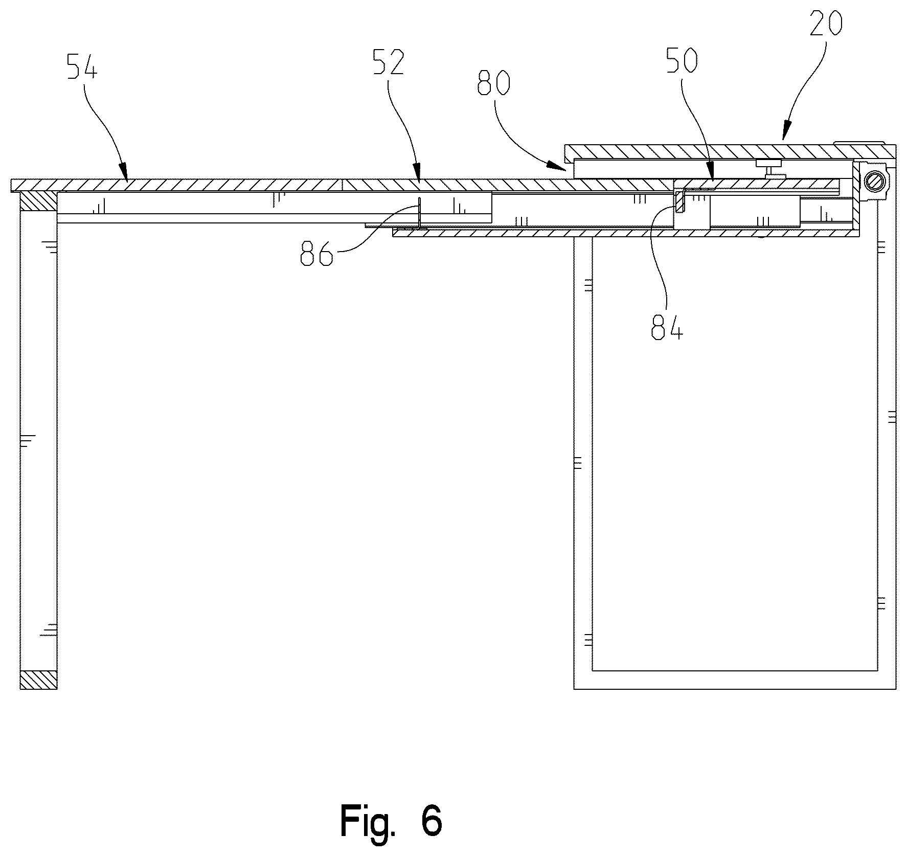 Patent US12588752 Figure 6 – Sliding desk