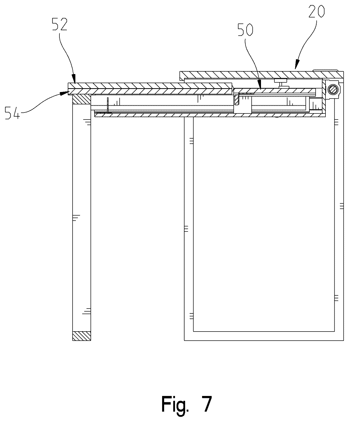 Patent US12588752 Figure 7 – Sliding desk