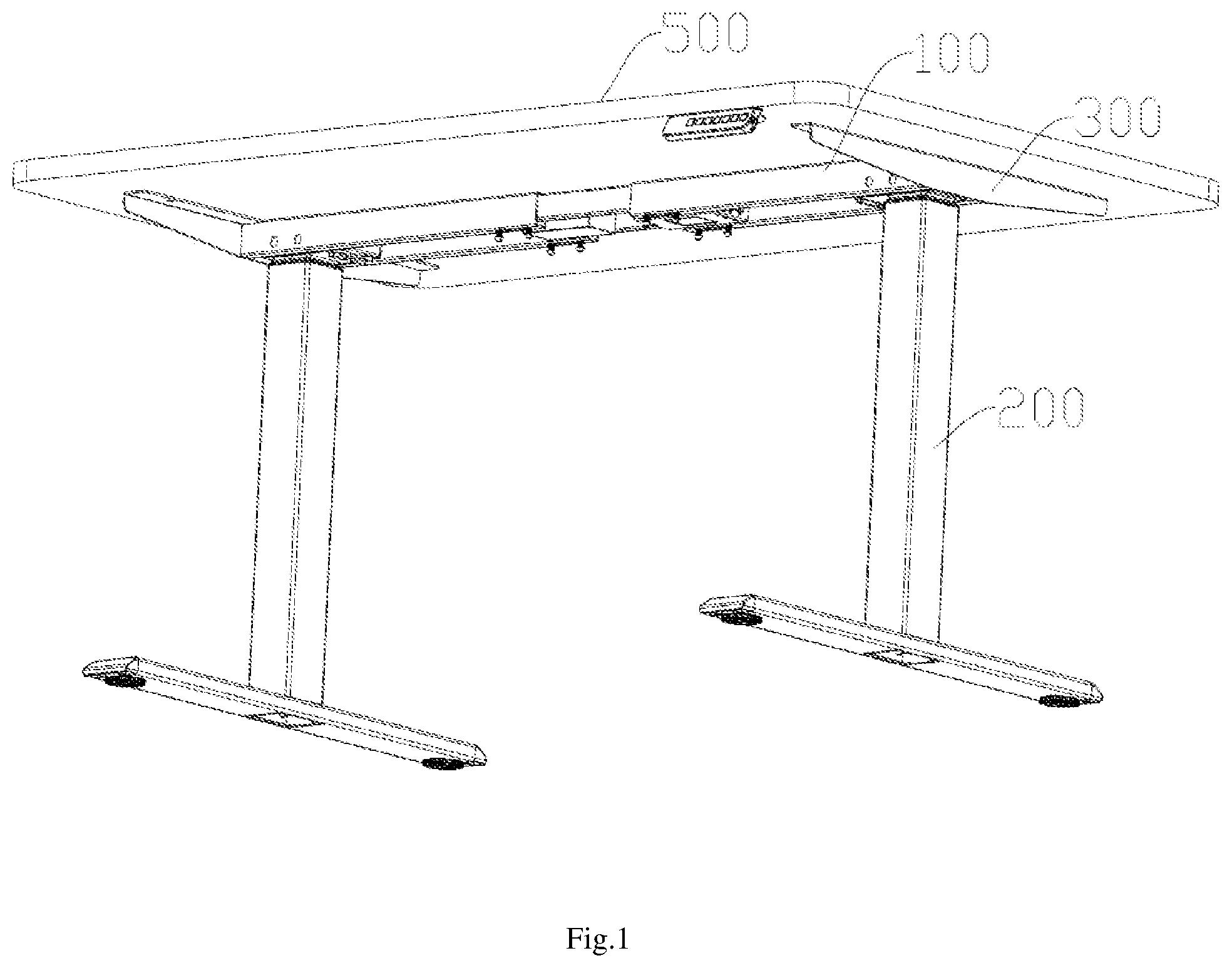 Patent US12588753 Figure 1 – Electric height adjustable desk