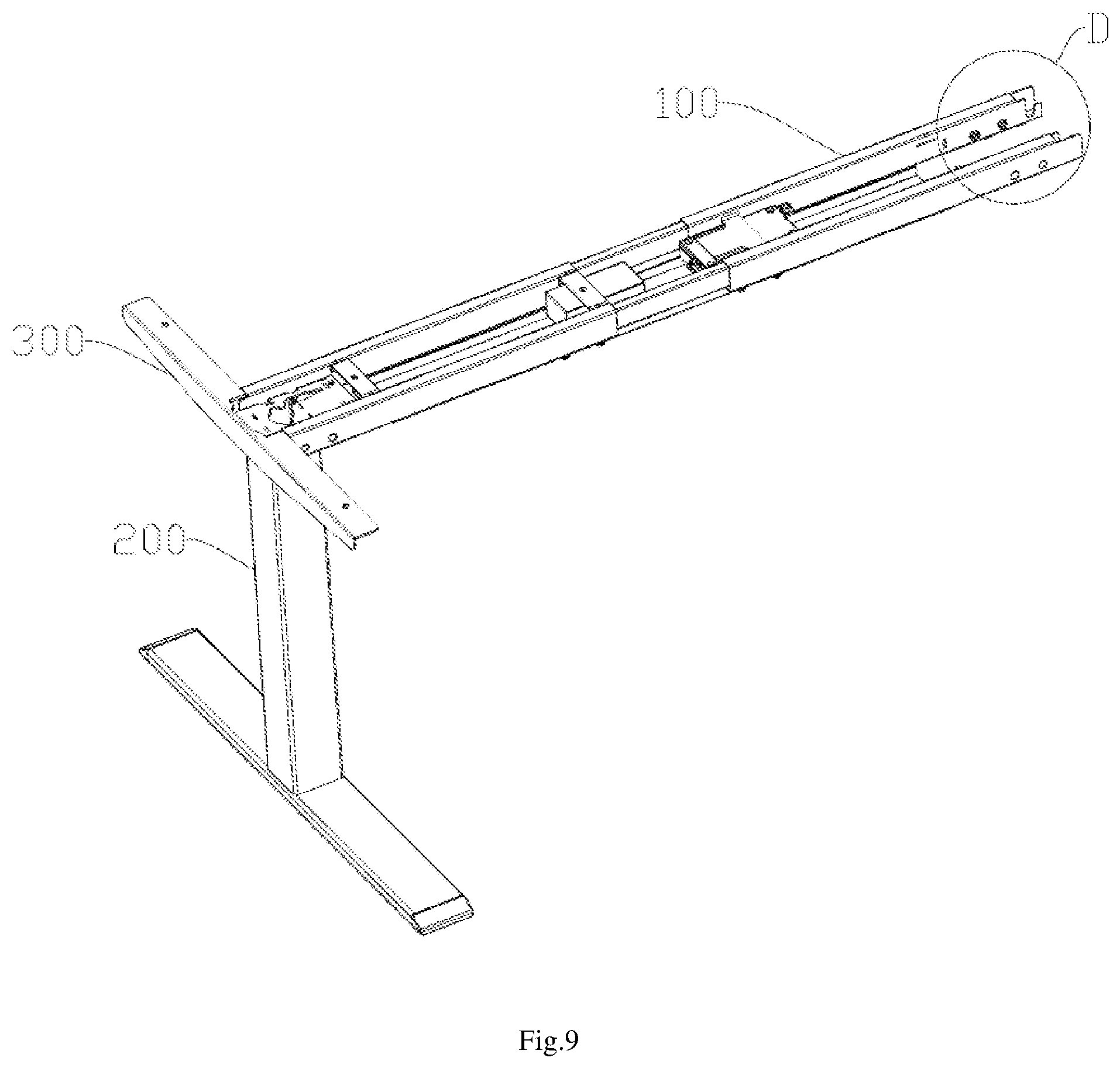 Patent US12588753 Figure 8 – Electric height adjustable desk