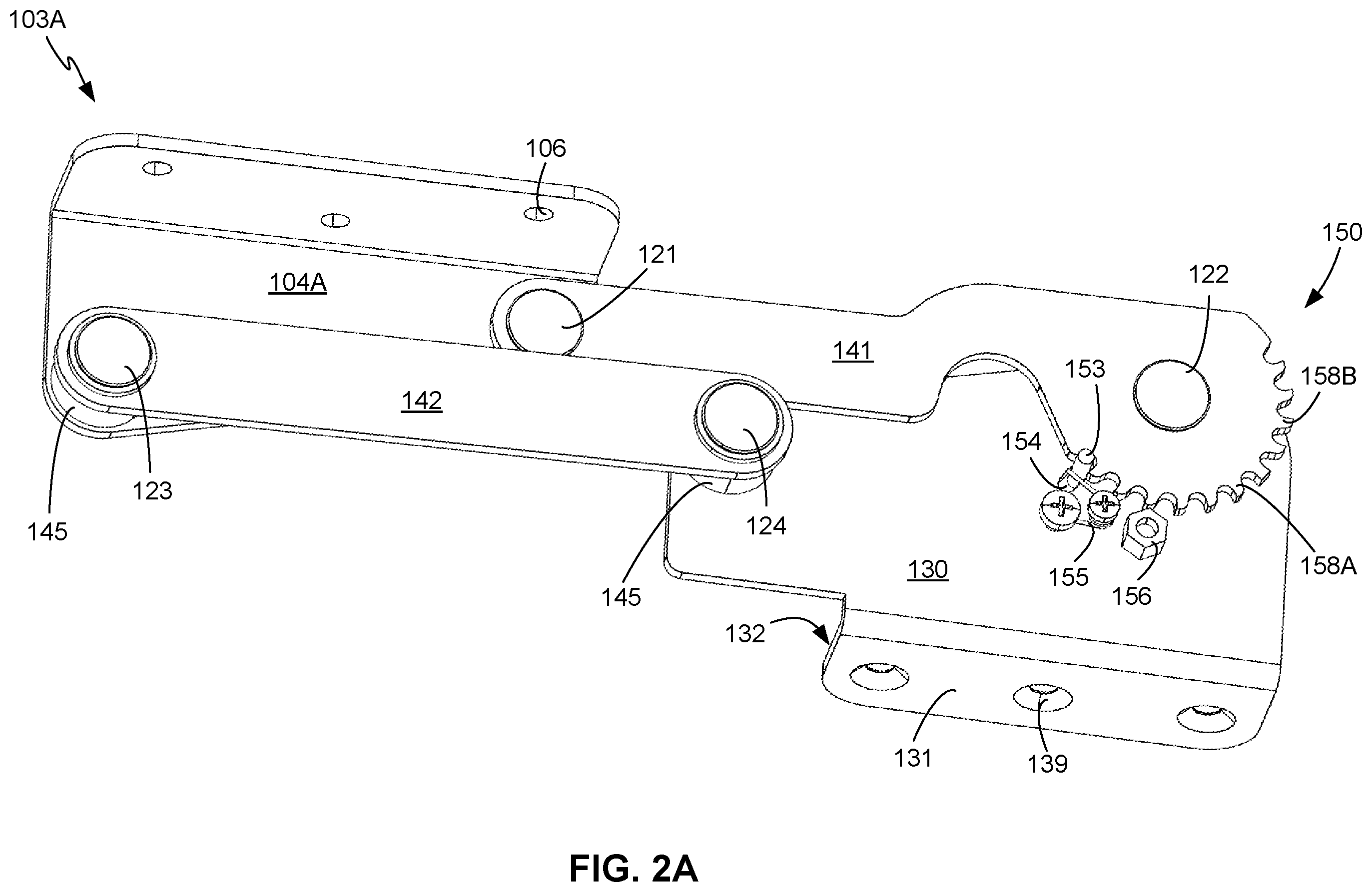 Patent US12588754 Figure 4 – Keyboard tray with swinging height adjustment