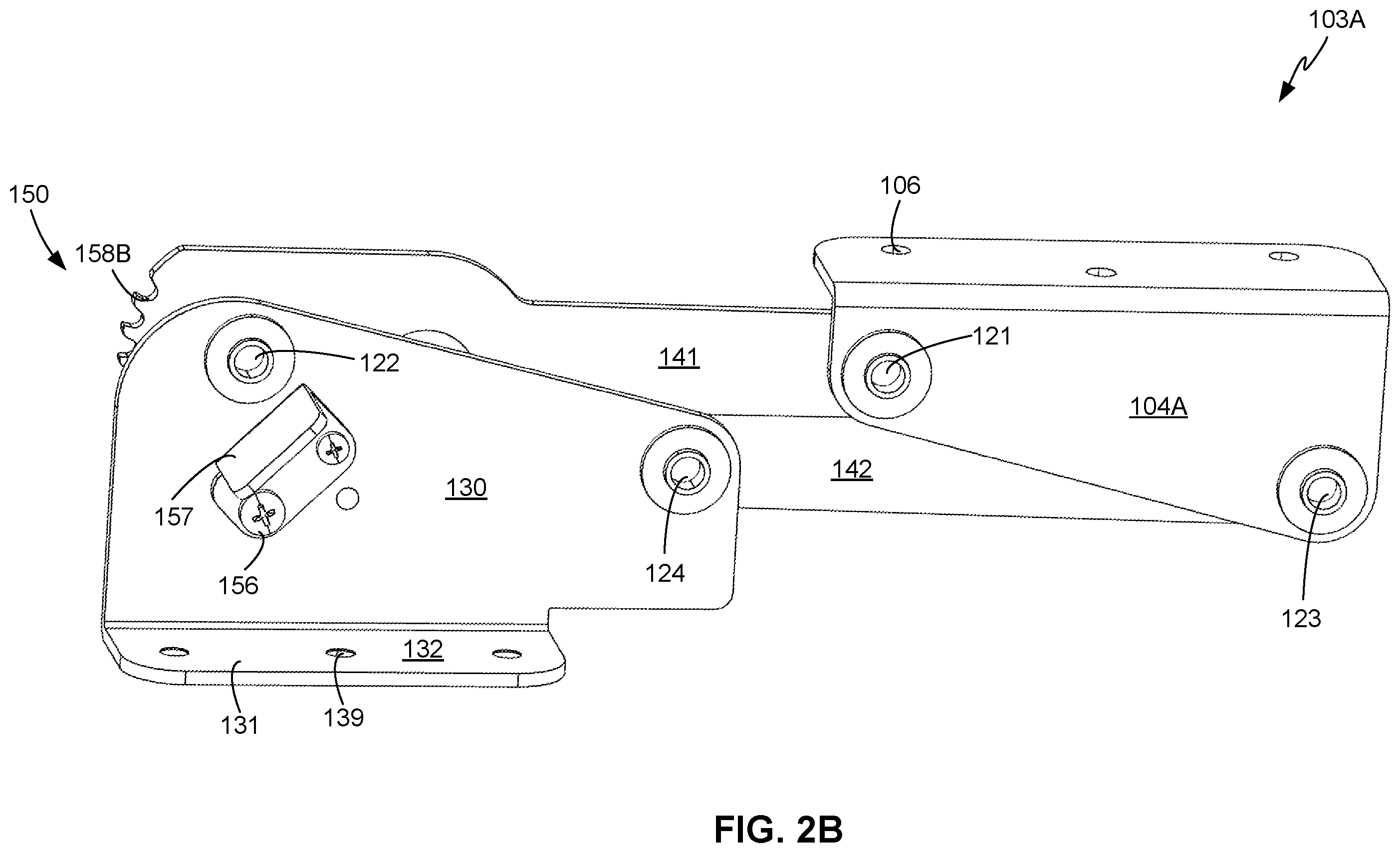 Patent US12588754 Figure 5 – Keyboard tray with swinging height adjustment