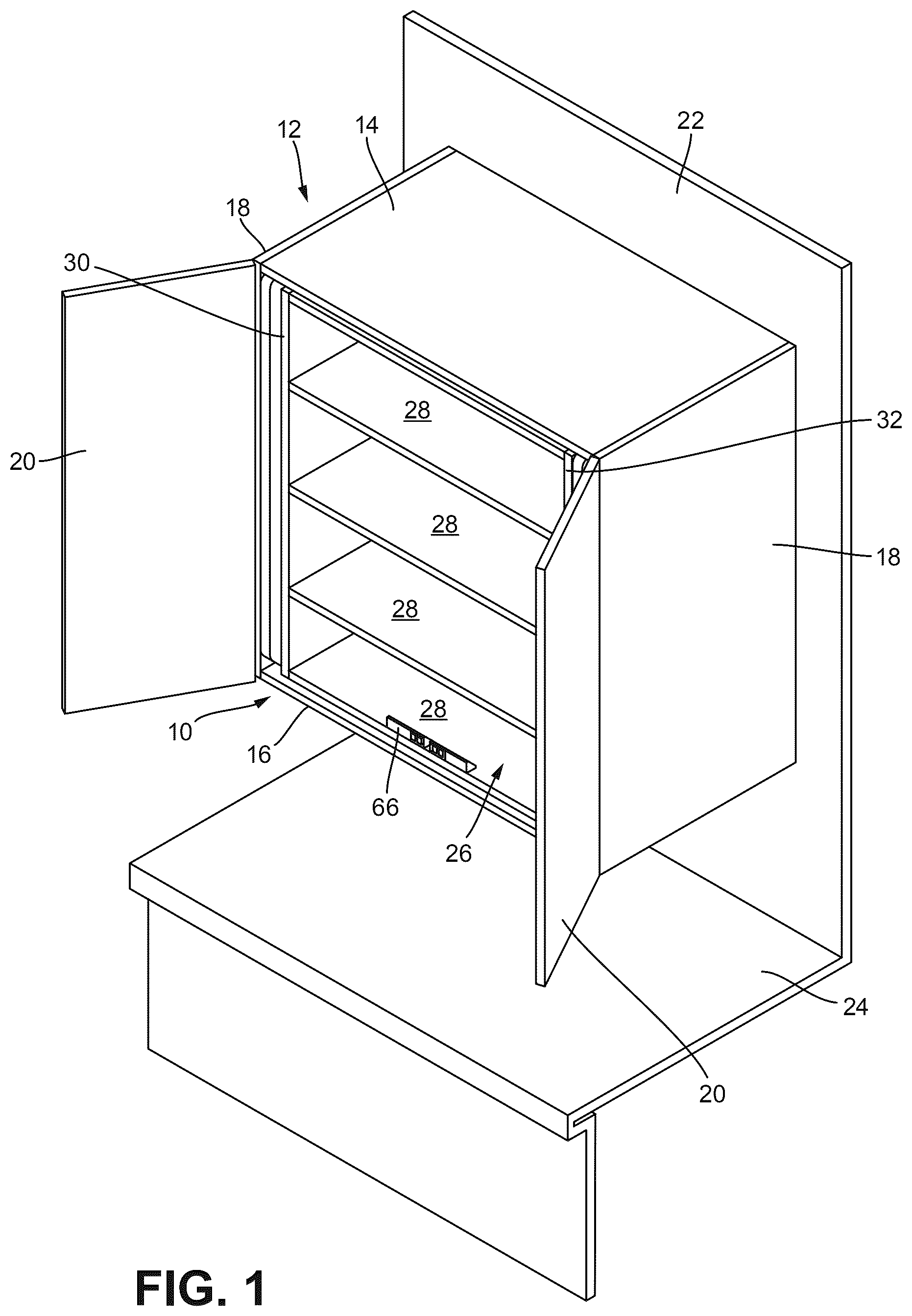 Patent US12588756 — Powered lift system for cabinet shelves — Figure 1